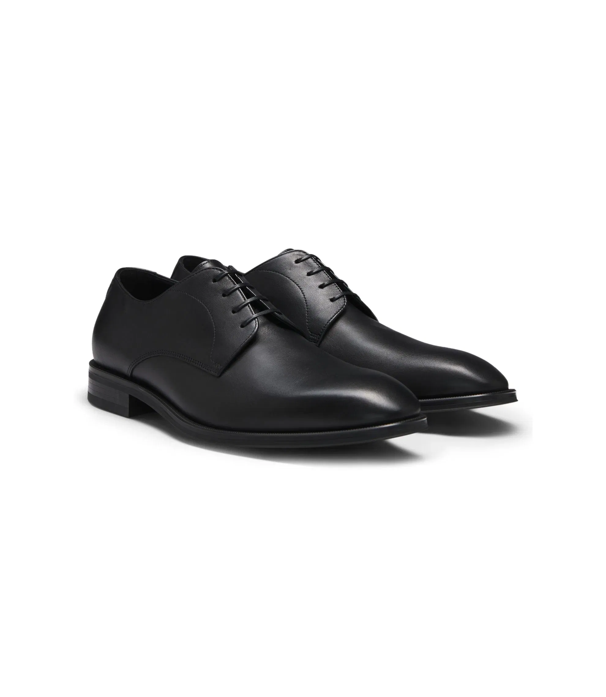 Boss Italian Made Leather Derby Shoes Black Black