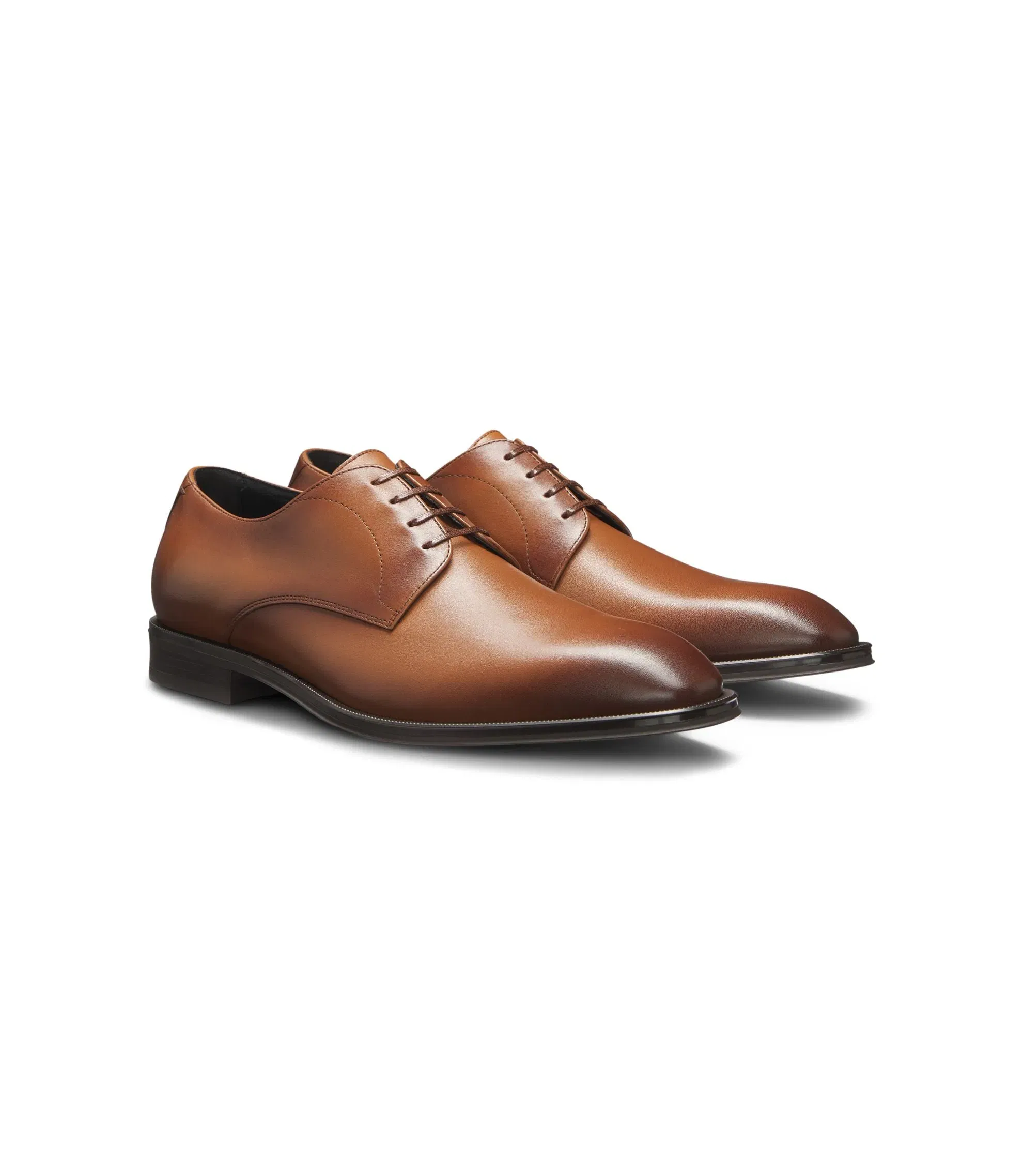 Boss Italian Made Leather Derby Shoes Brown Brown