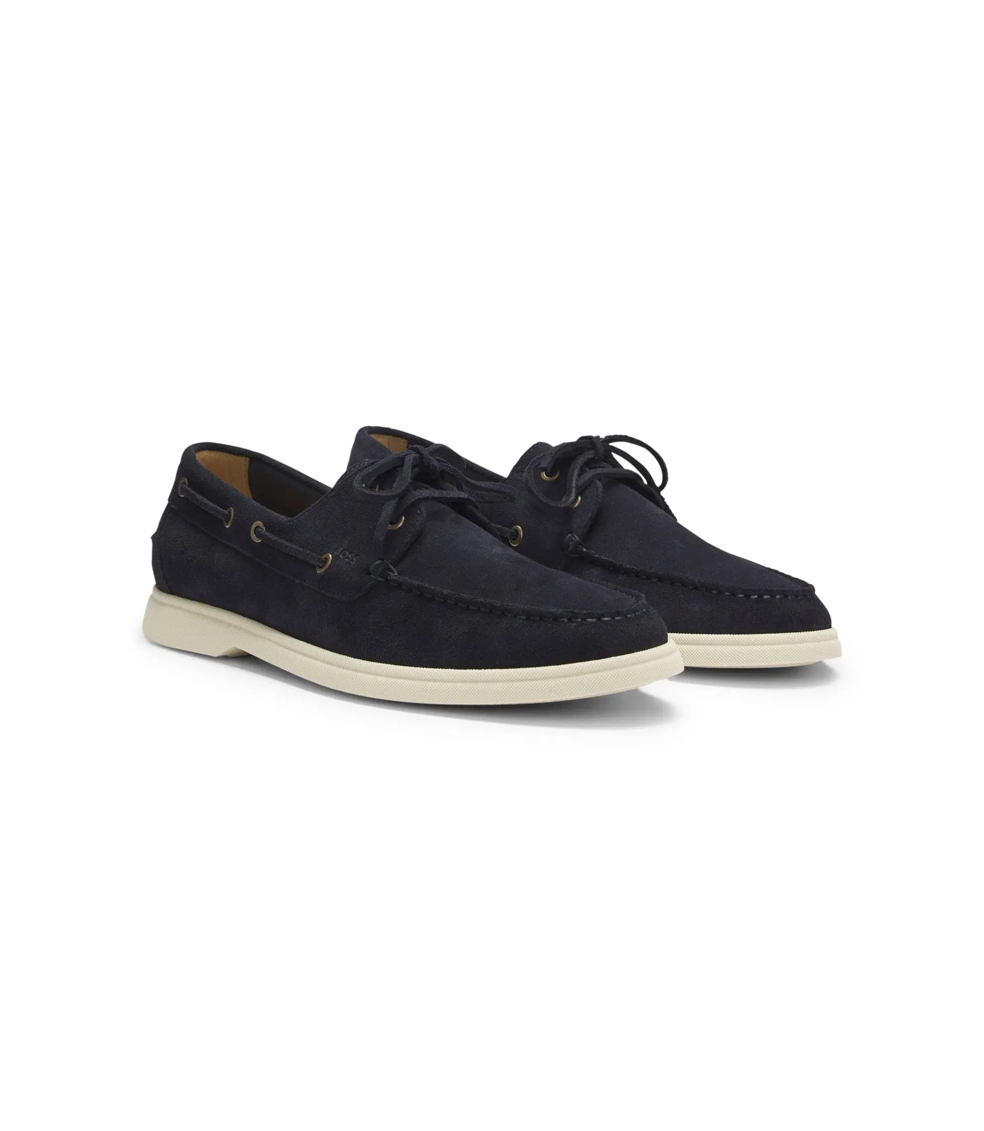 Boss Lace Detail Boat Shoes In Suede Dark Blue Dark Blue