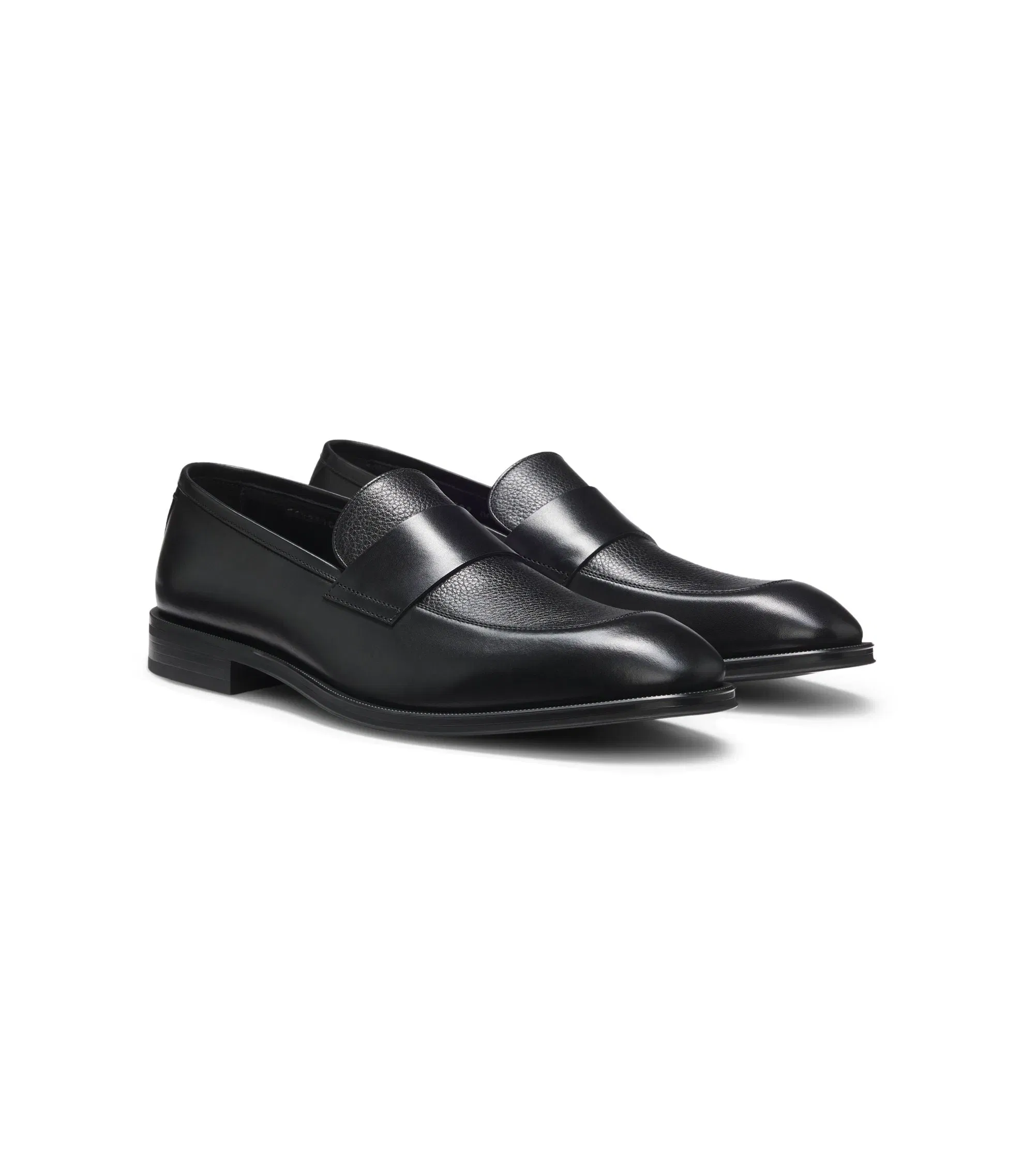 Boss Leather Loafers With Plain Penny Trim Black Black