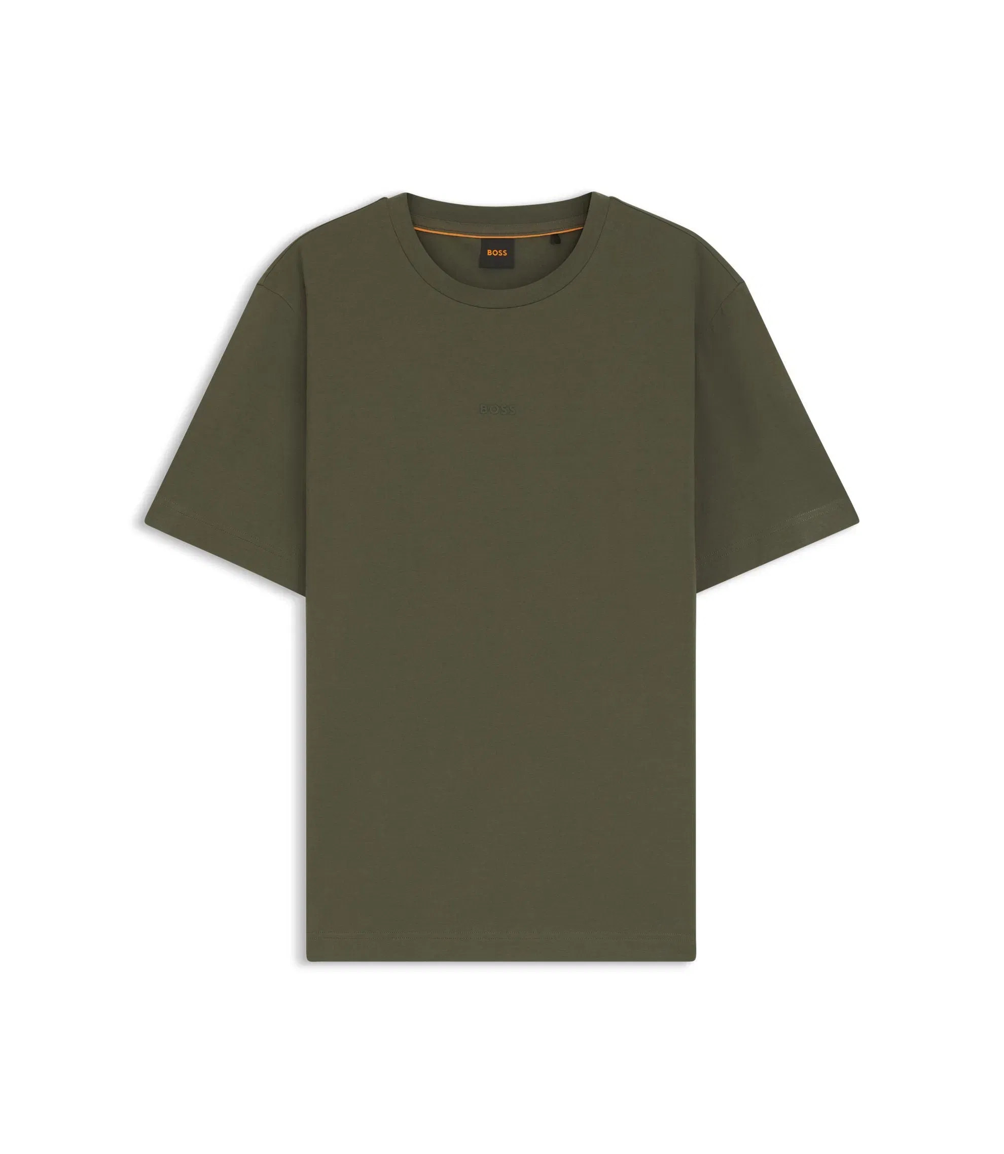 Boss Stretch Cotton T-Shirt With Contrast Logo Green