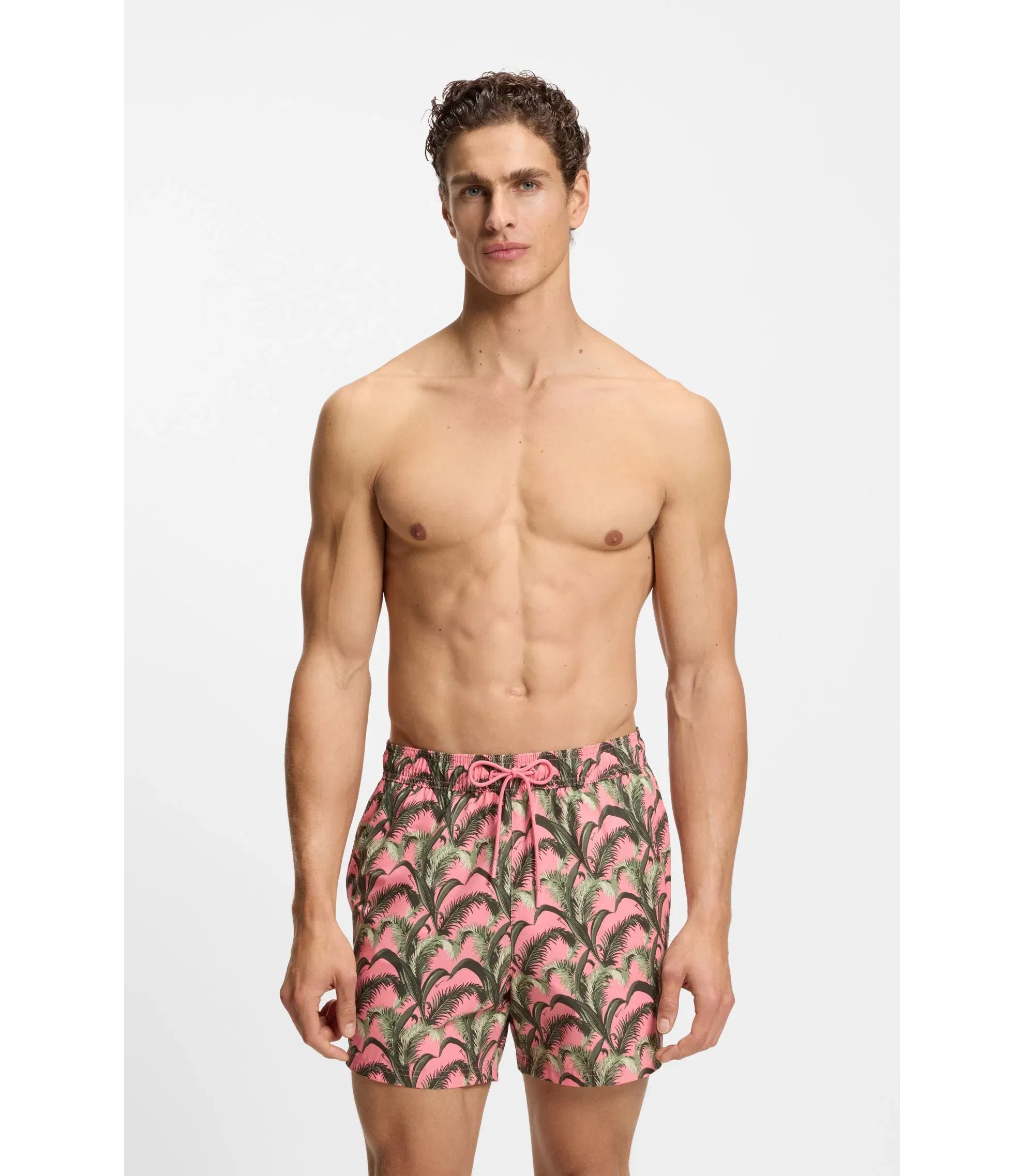 Boss Swim Shorts With All Over Print Light Pink