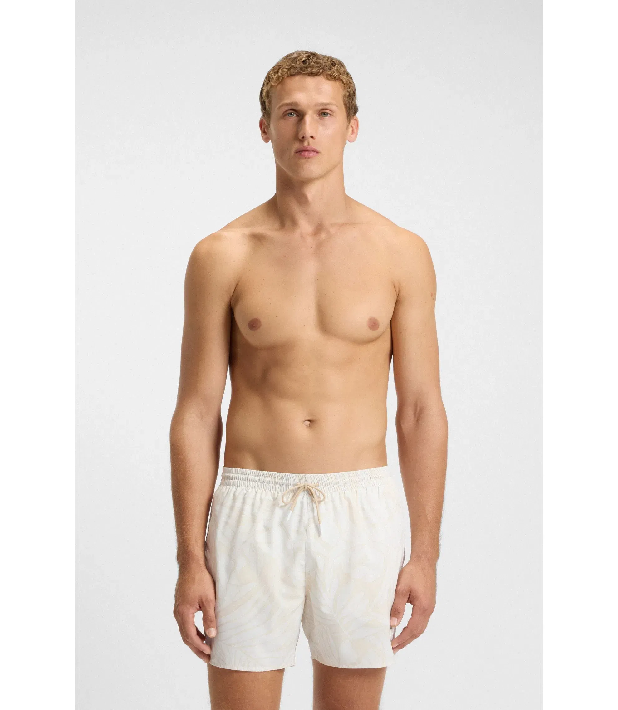 Boss Swim Trunks With Allover Print White