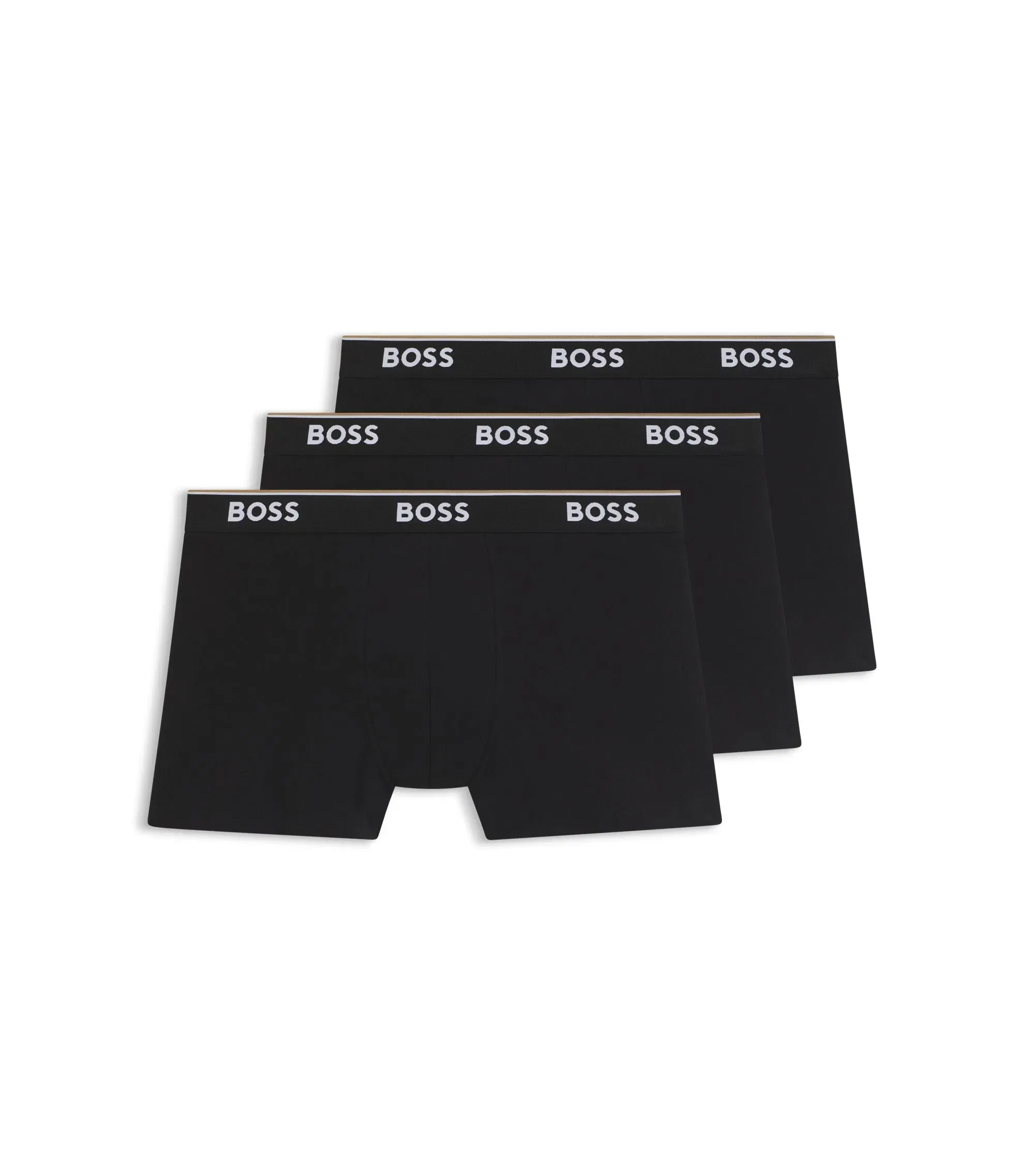 Boss Three Pack Of Boxer Briefs In Stretch Cotton Black