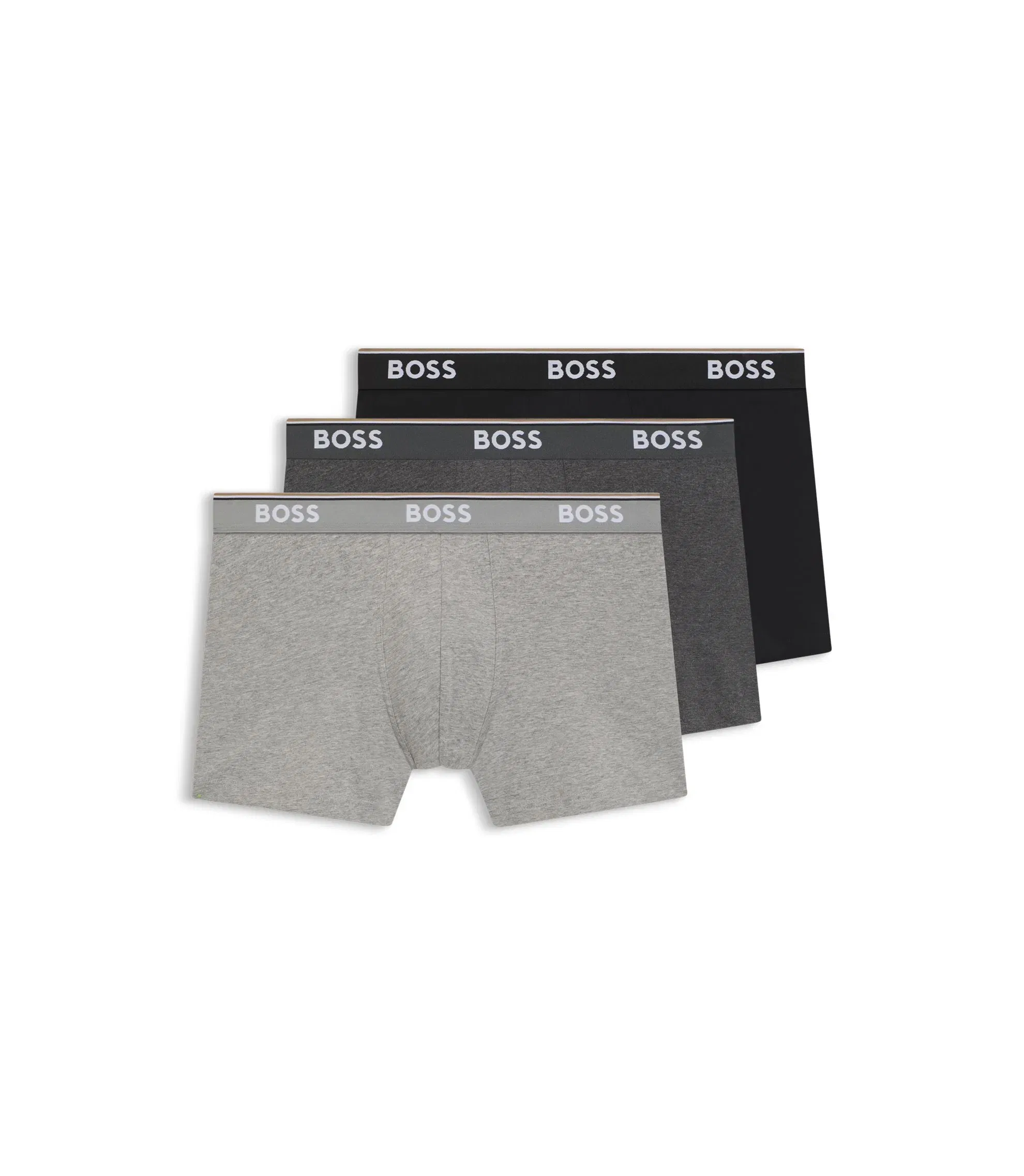 Boss Three Pack Of Boxer Briefs In Stretch Cotton Light Grey