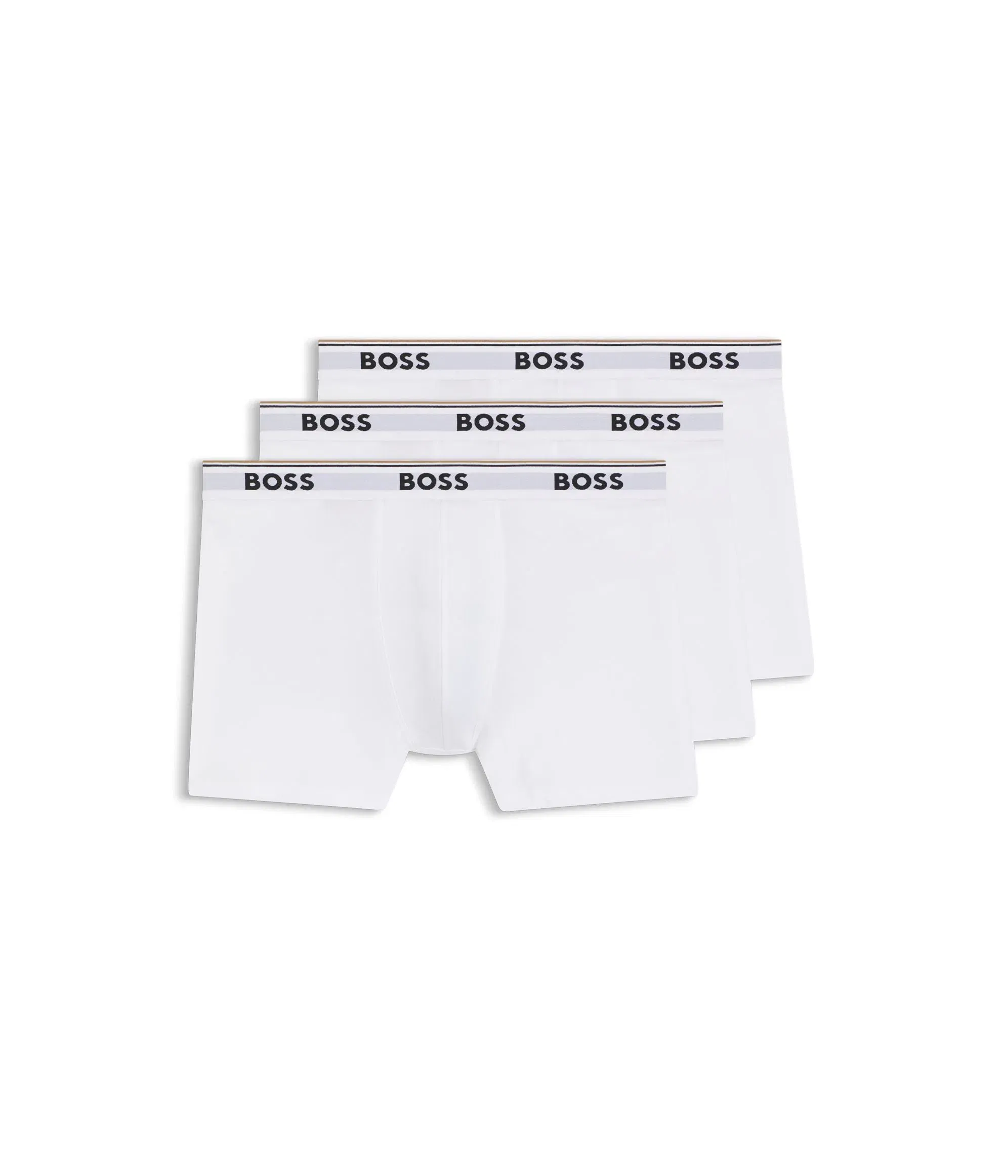 Boss Three Pack Of Boxer Briefs In Stretch Cotton White