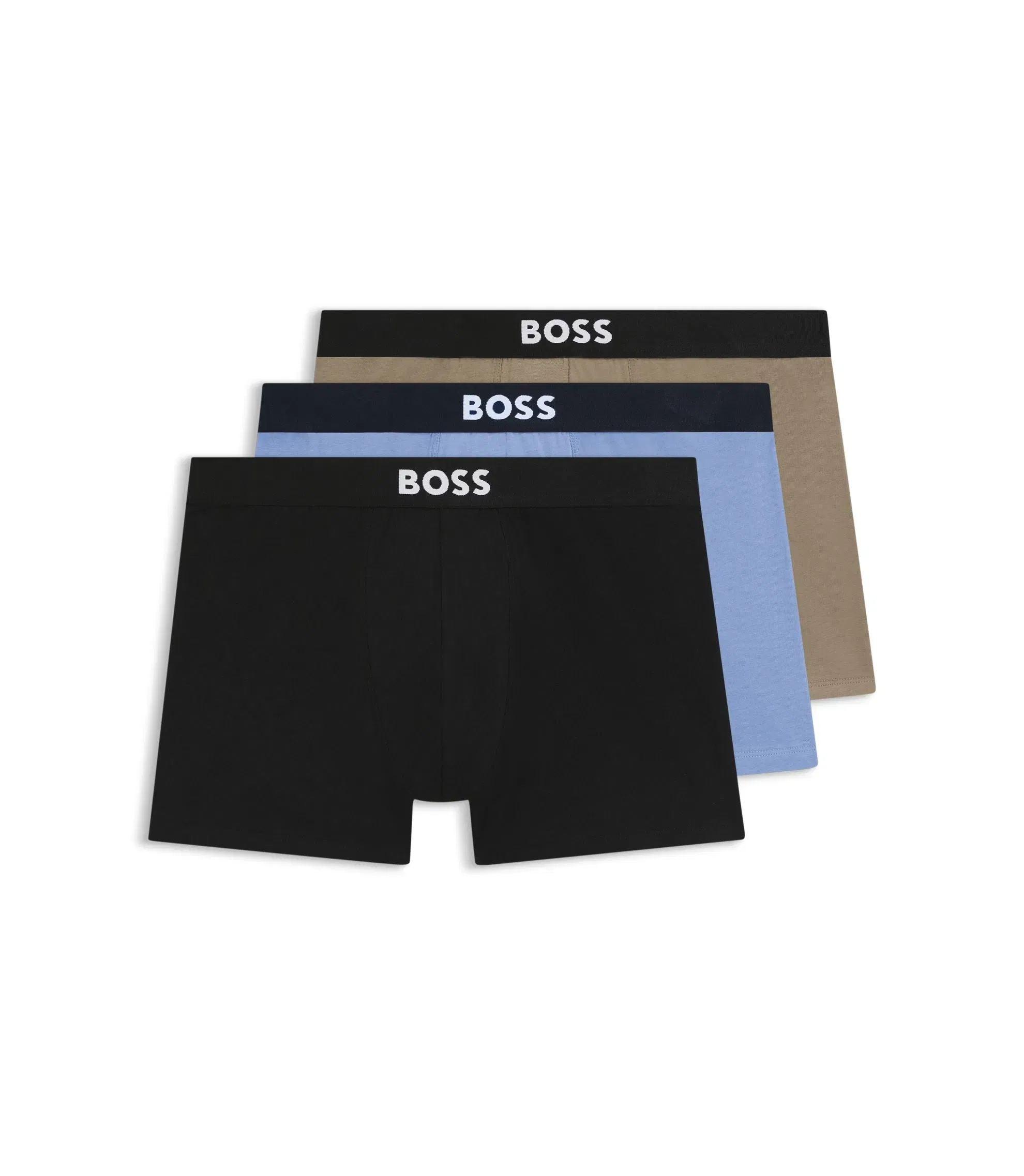 Boss Three Pack Of Boxer Briefs In Stretch Cotton Patterned