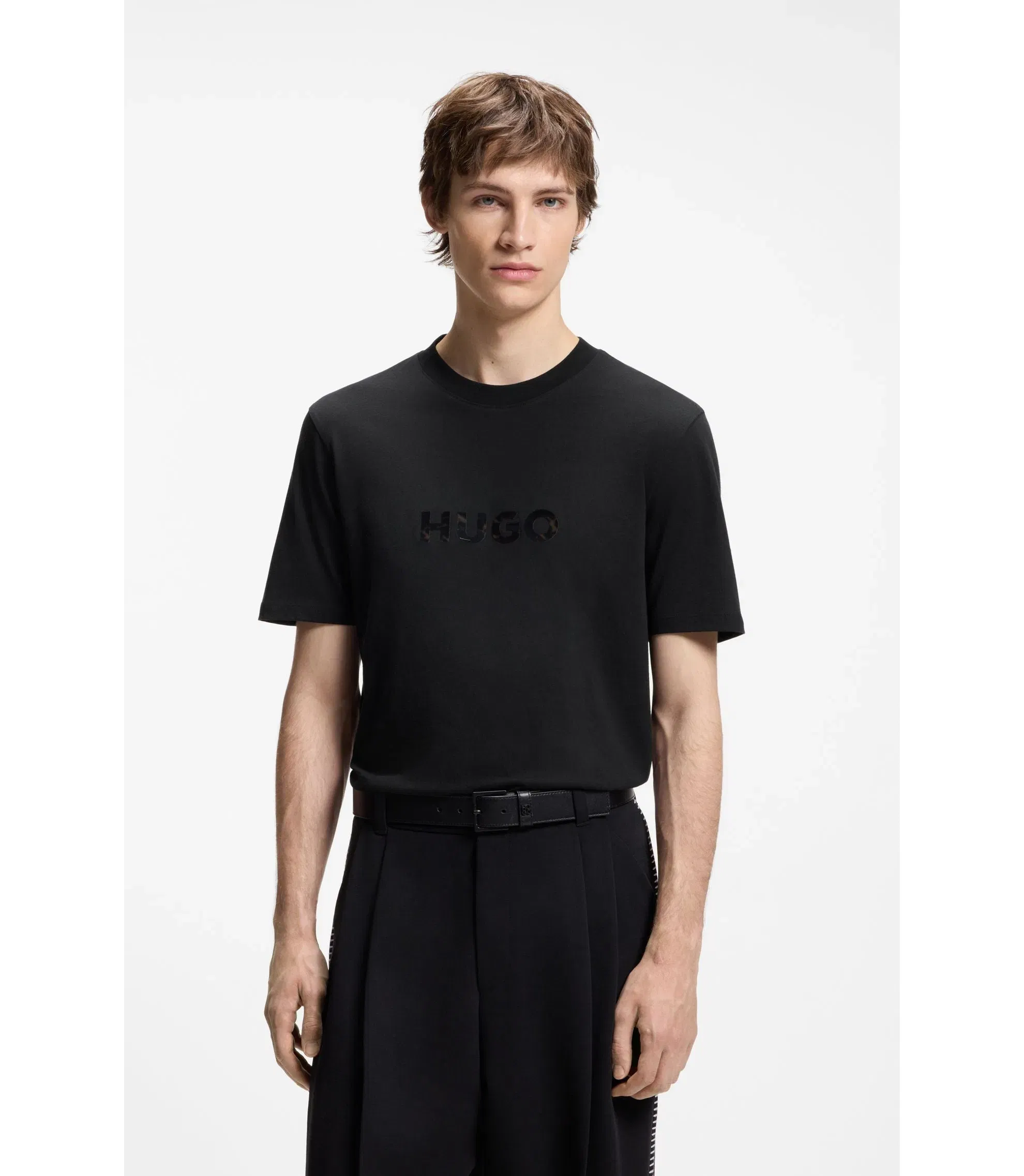 Hugo Tortoise Logo T-Shirt In Cotton Jersey Black