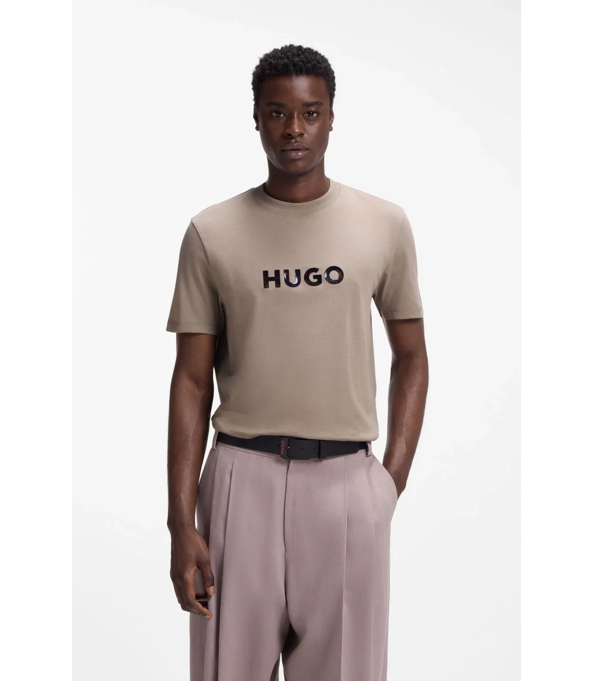 Hugo Tortoise Logo T-Shirt In Cotton Jersey Light Brown