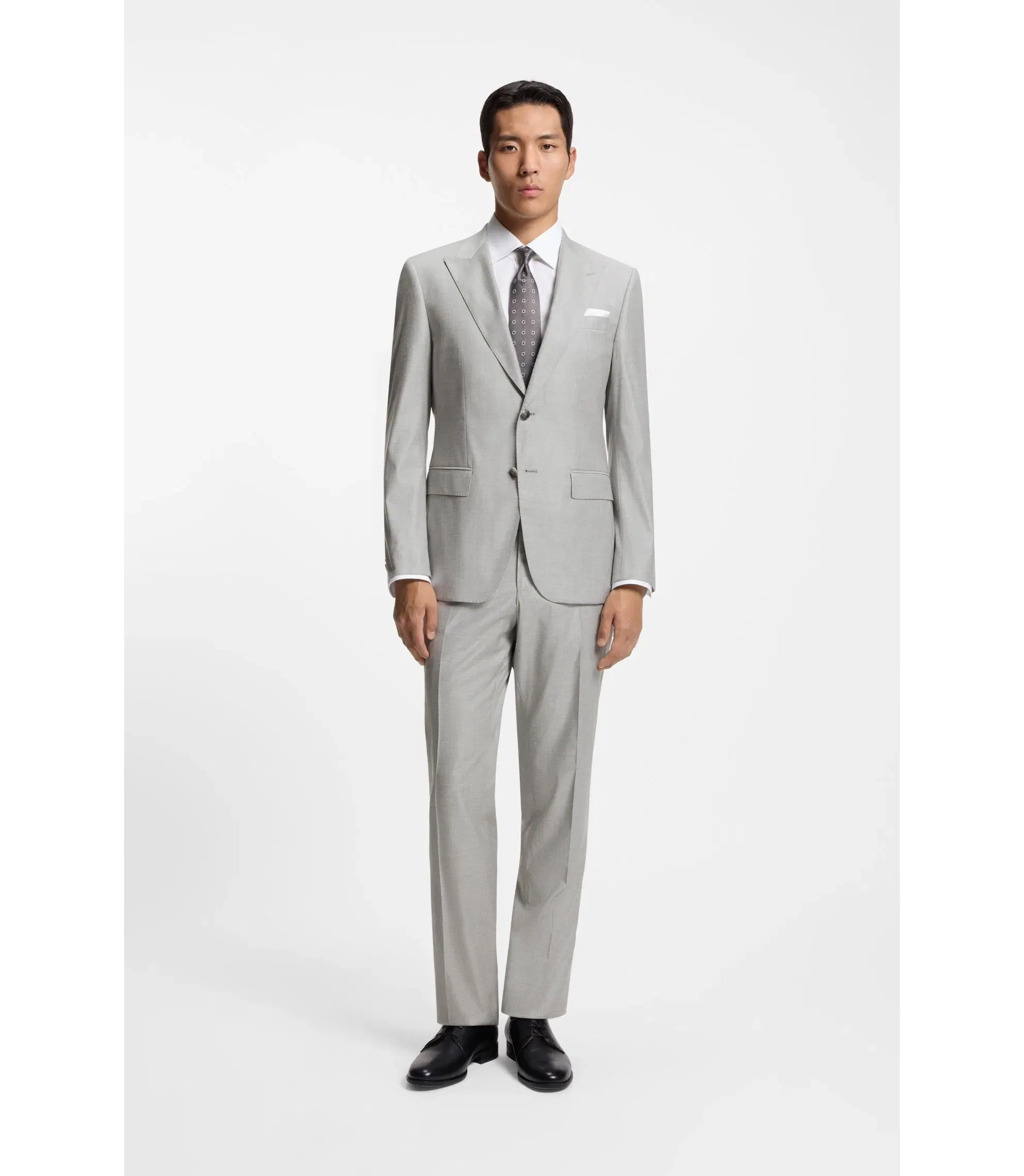 Boss Two Piece Slim Fit Suit In A Wool Blend Silver