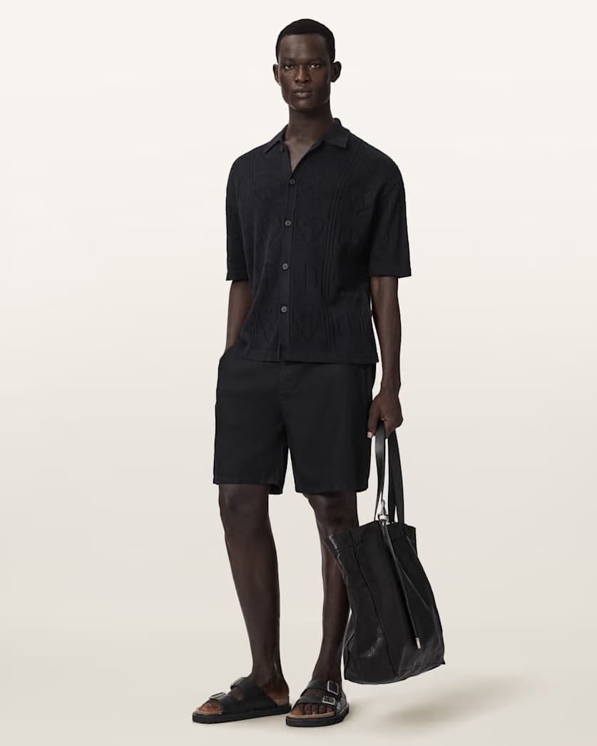 Allsaints Arktx Open Stitch Jacquard Cardigan Black