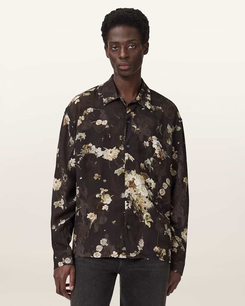 Allsaints Armada Long Sleeve Shirt Jet Black