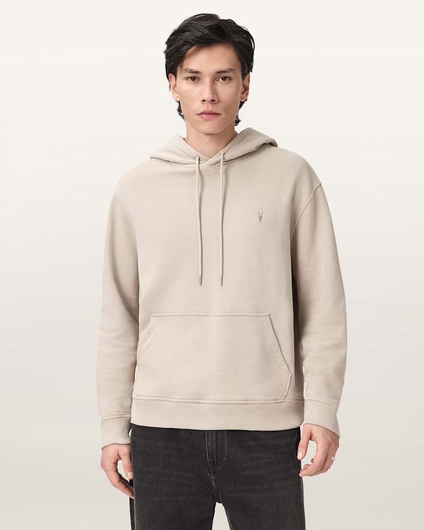 Allsaints Asher Ramskull Oversized Hoodie Sandstone Brown