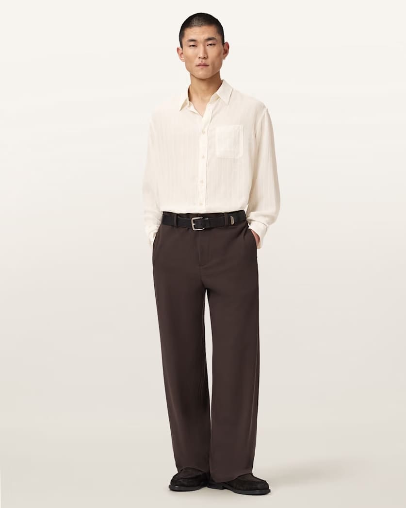 Allsaints Carlyle Oversized Long Sleeve Shirt Ivory White