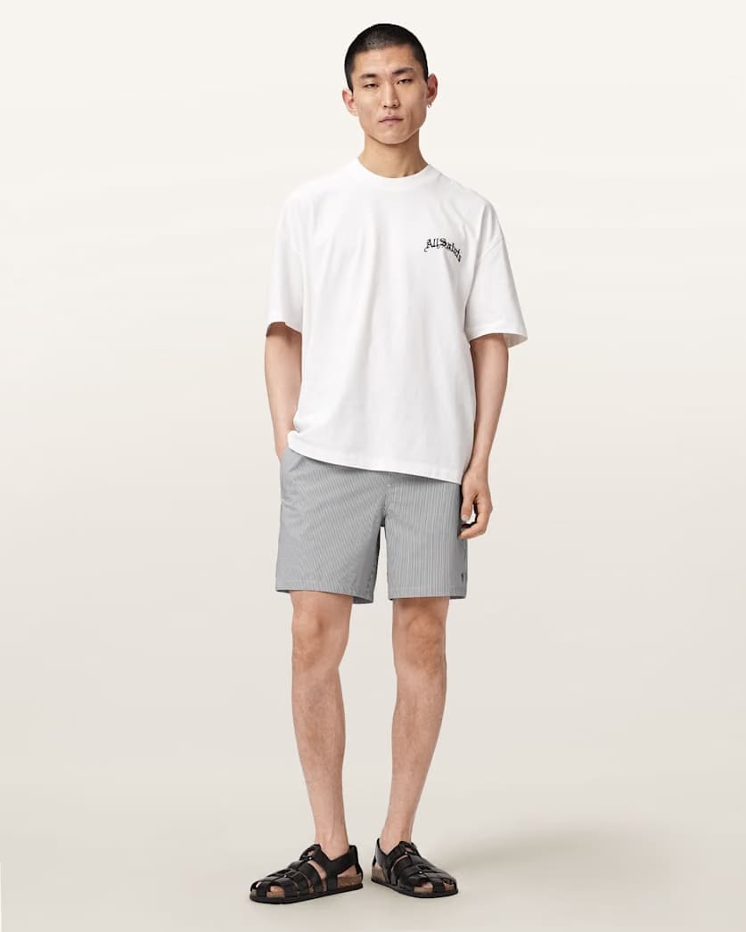 Allsaints Cipher Striped Swim Shorts Chalk White/Blue