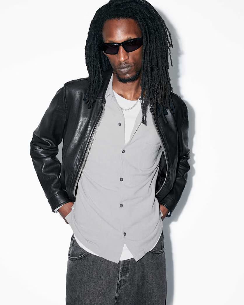Allsaints Cudi Long Sleeve Linen Blend Shirt Radio Grey