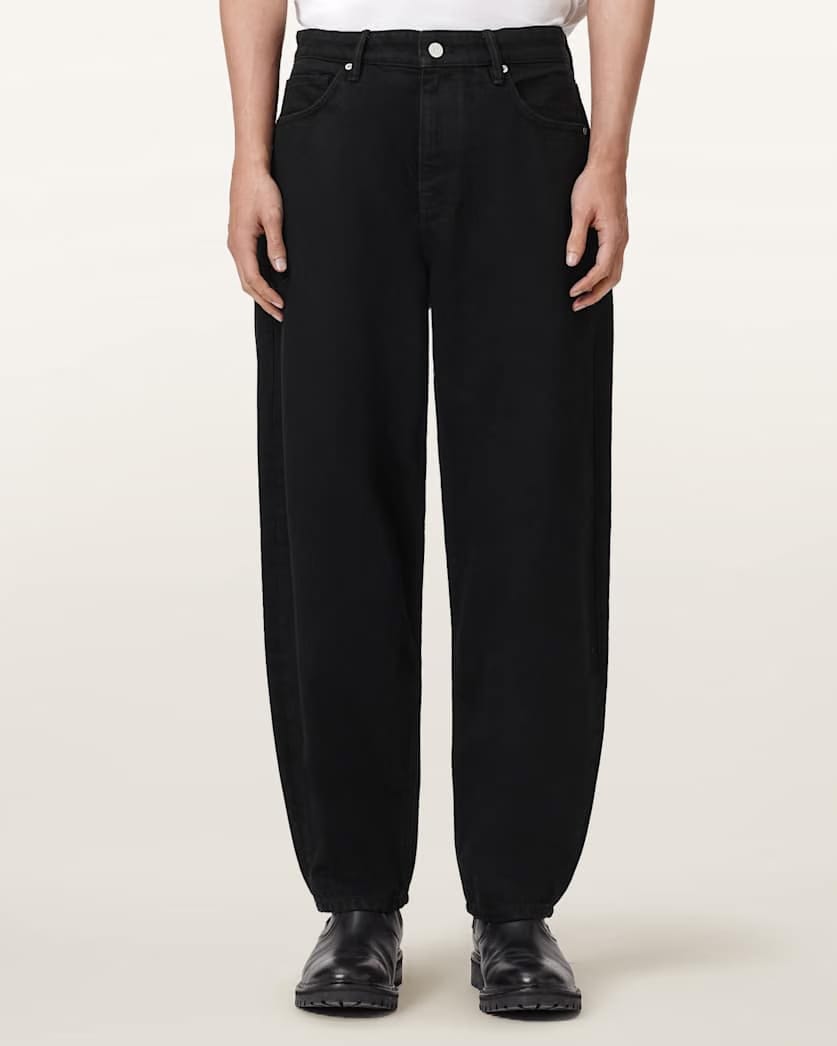 Allsaints Curve Barrel Leg Denim Jeans Washed Black