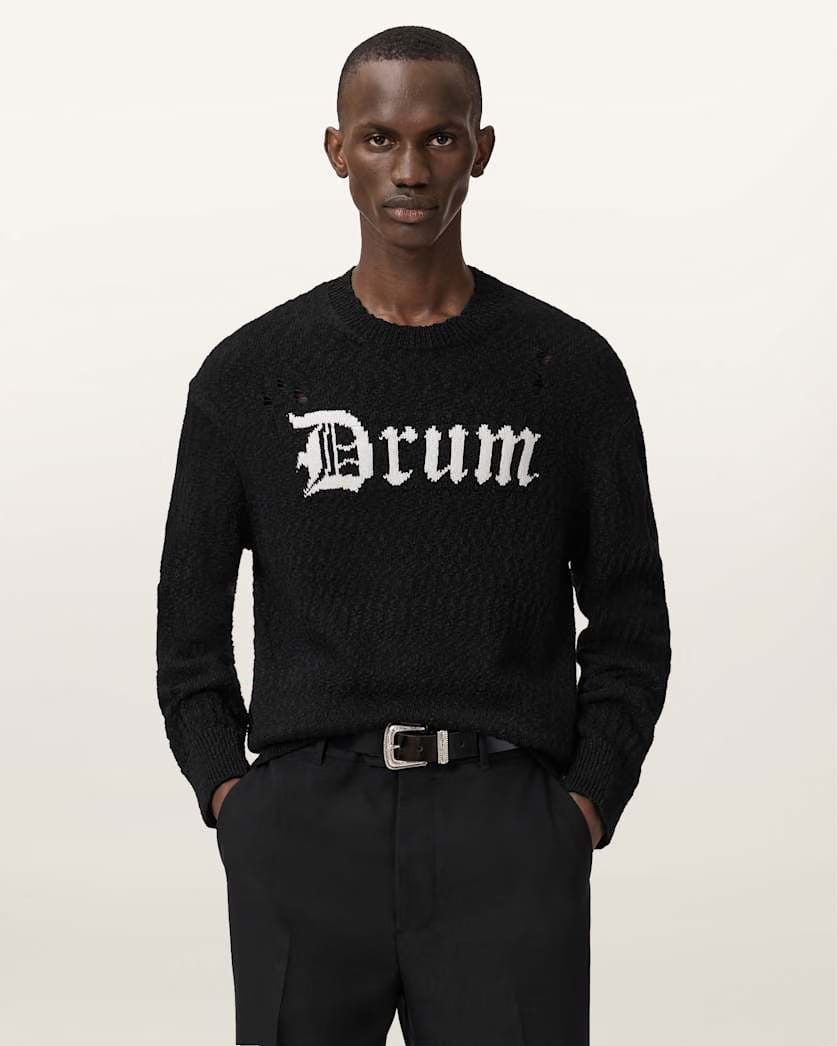 Allsaints Drum Jacquard Sweater Black/Chalk White
