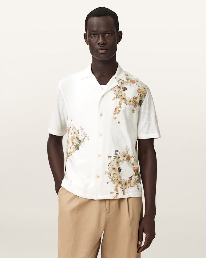 Allsaints Fleur Oversized Short Sleeve Shirt Ecru