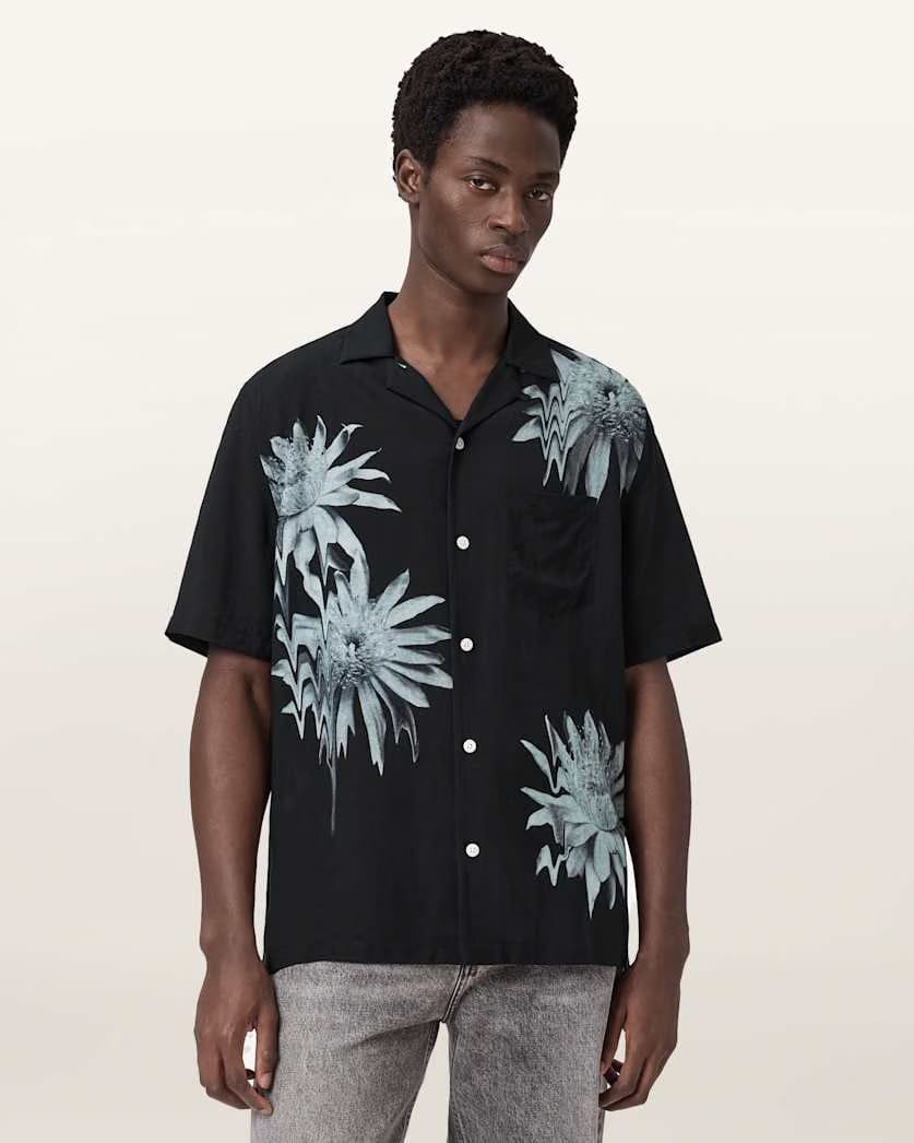 Allsaints Floraze Relaxed Fit Shirt Jet Black
