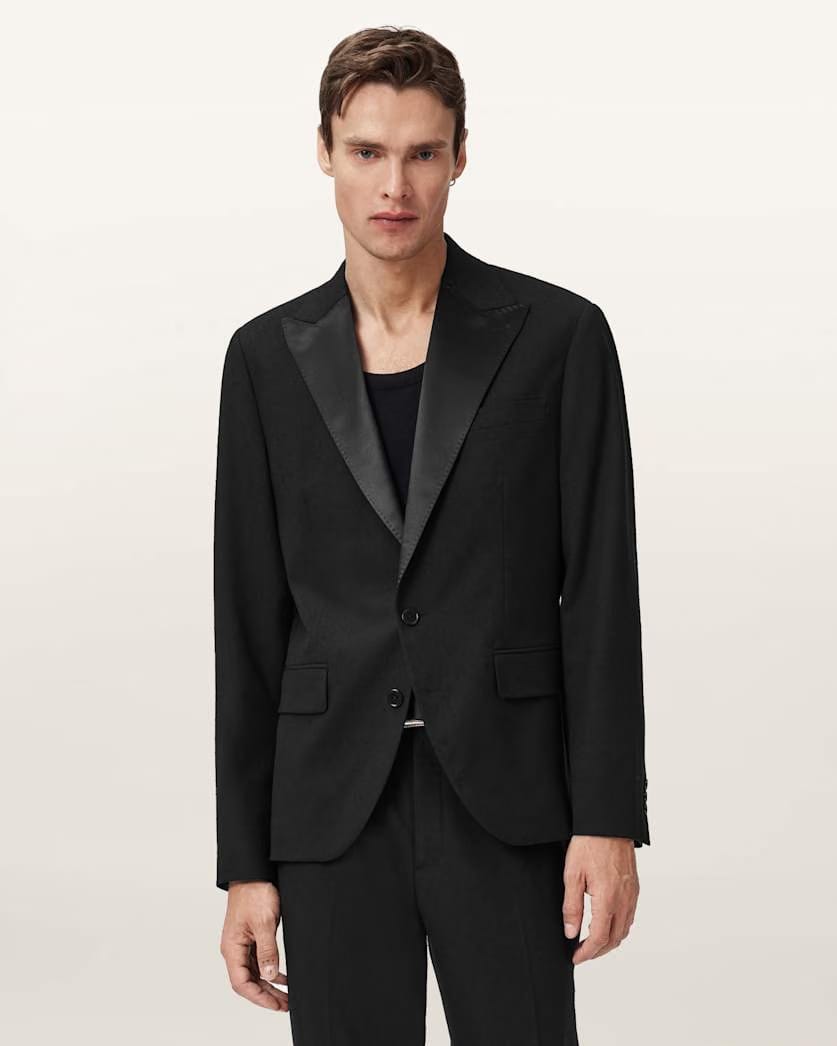 Allsaints Germain Satin Single Breasted Blazer Black