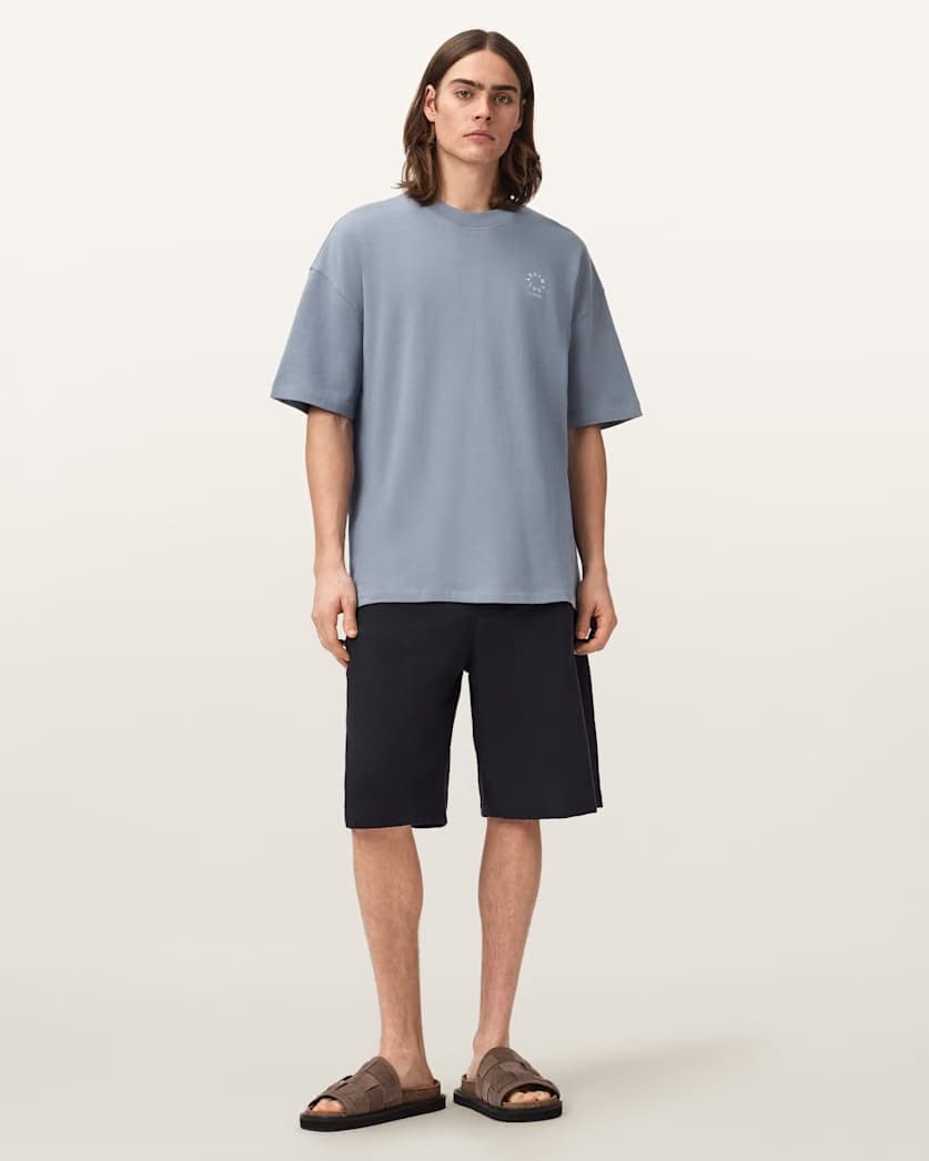 Allsaints Haven Embroidered Logo Oversized T-Shirt Dusk White