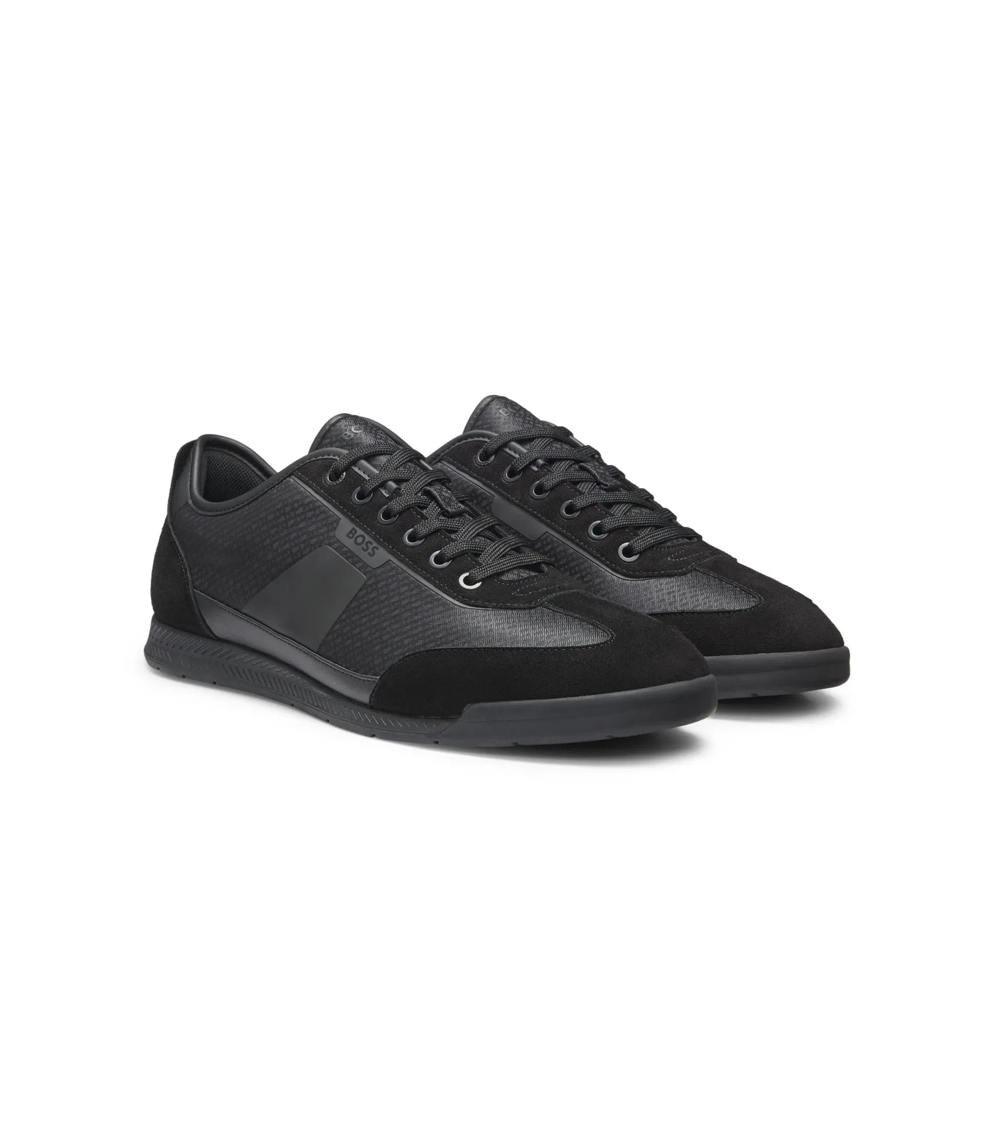 Boss Low Top Trainers With Monogram Jacquard Black Black