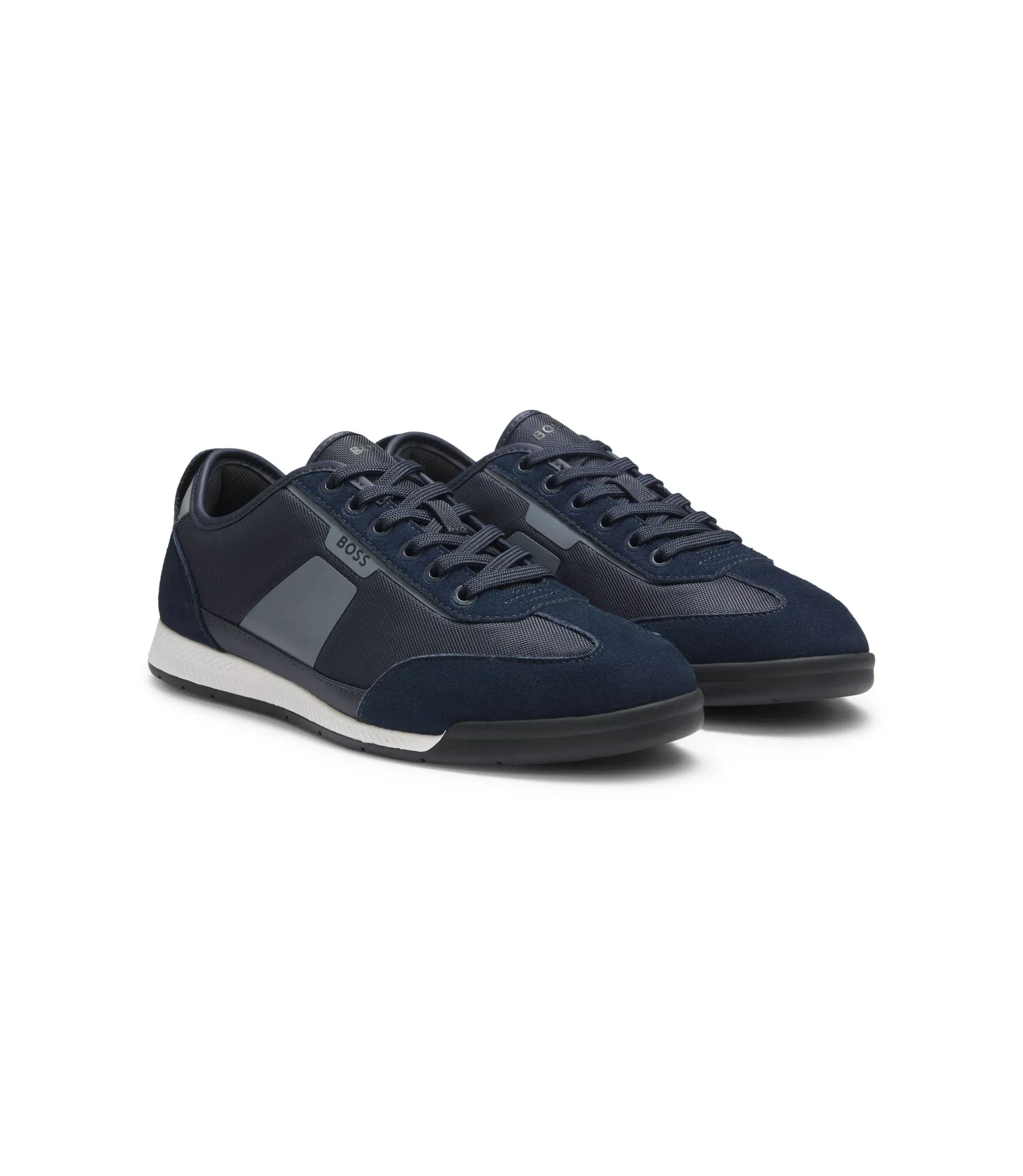 Boss Low Top Trainers With Structured Trims Light Blue Light Blue