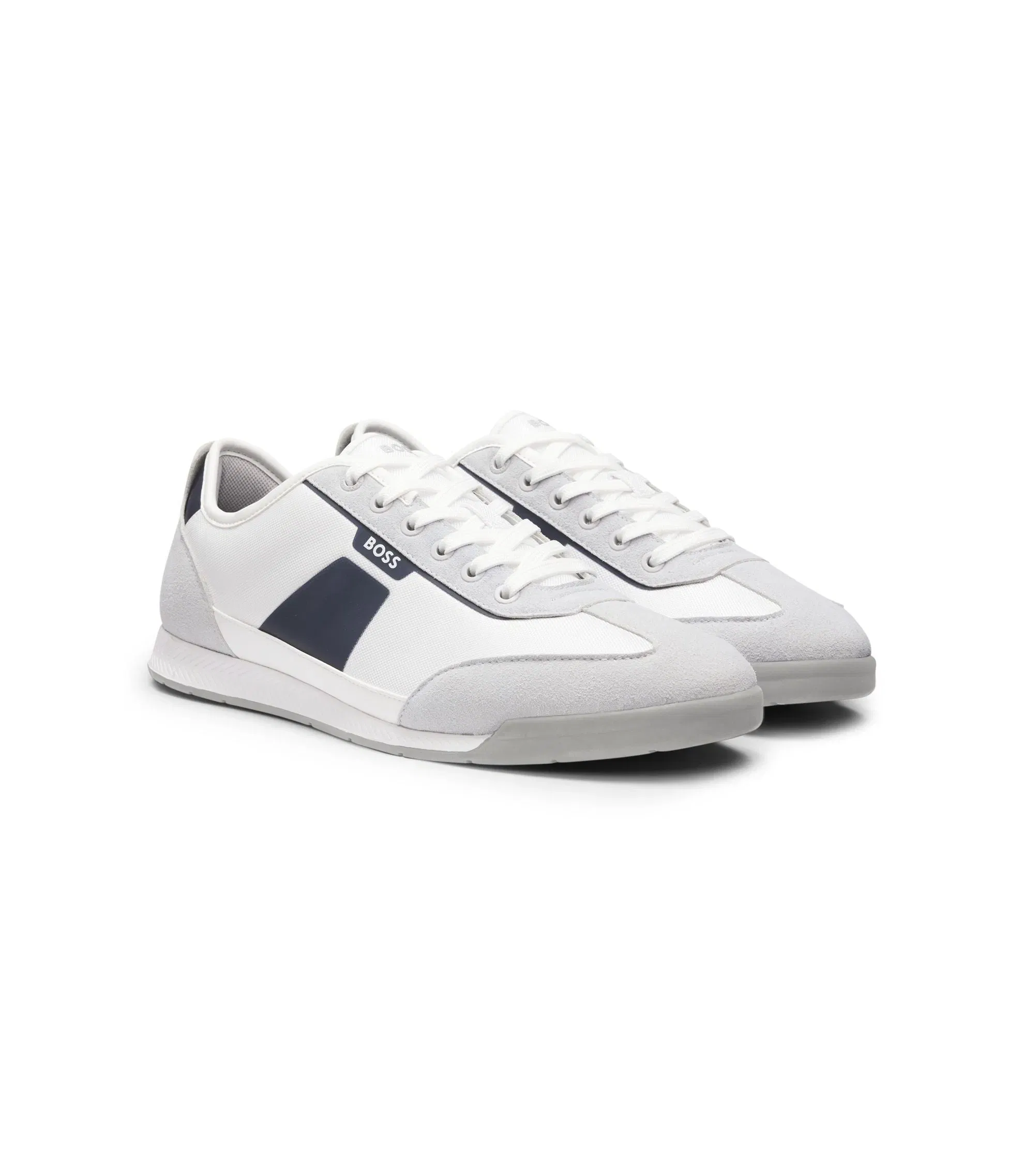 Boss Low Top Trainers With Structured Trims White White