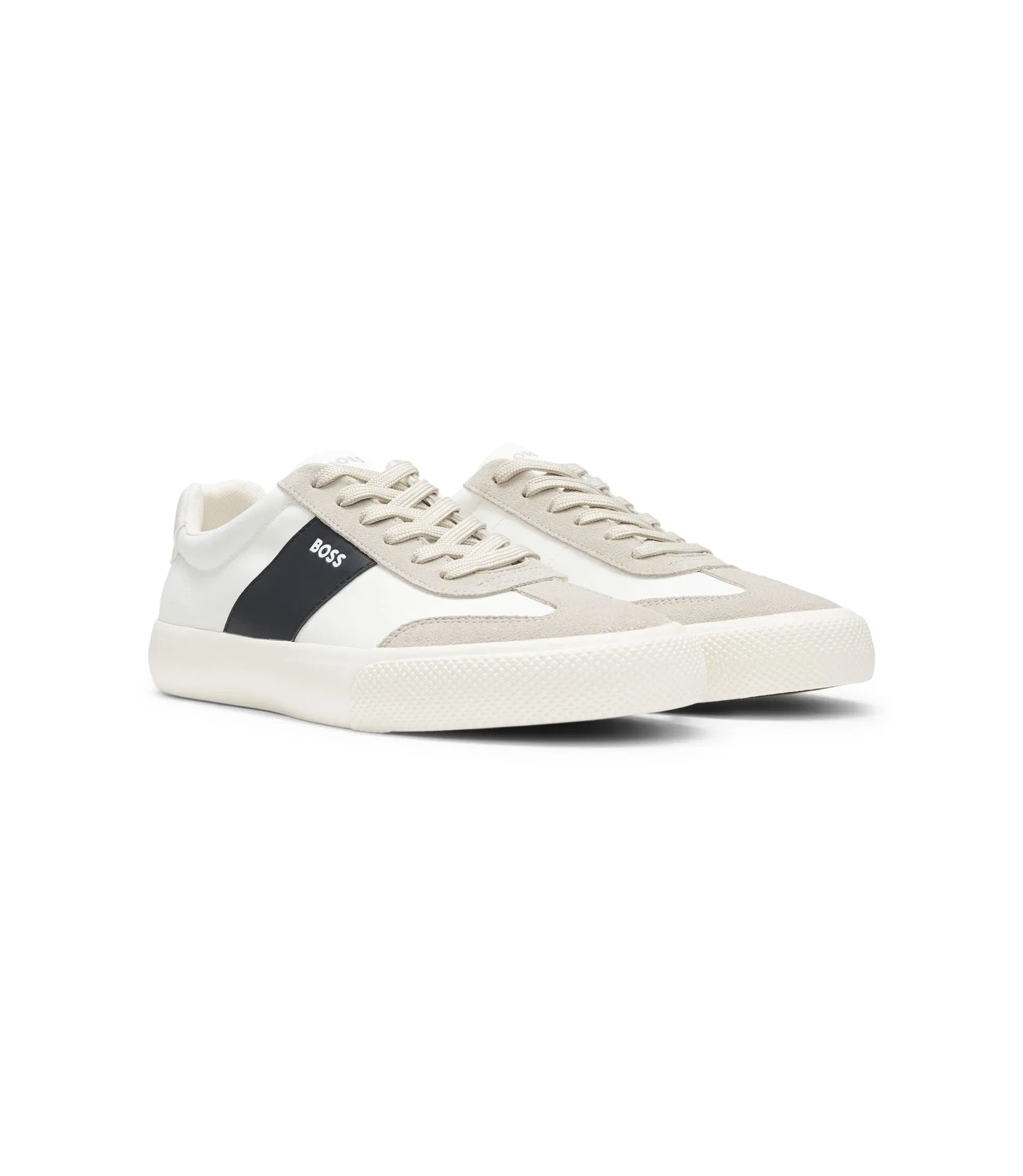 Boss Low Top Trainers With Suede Trims Light Beige Light Beige
