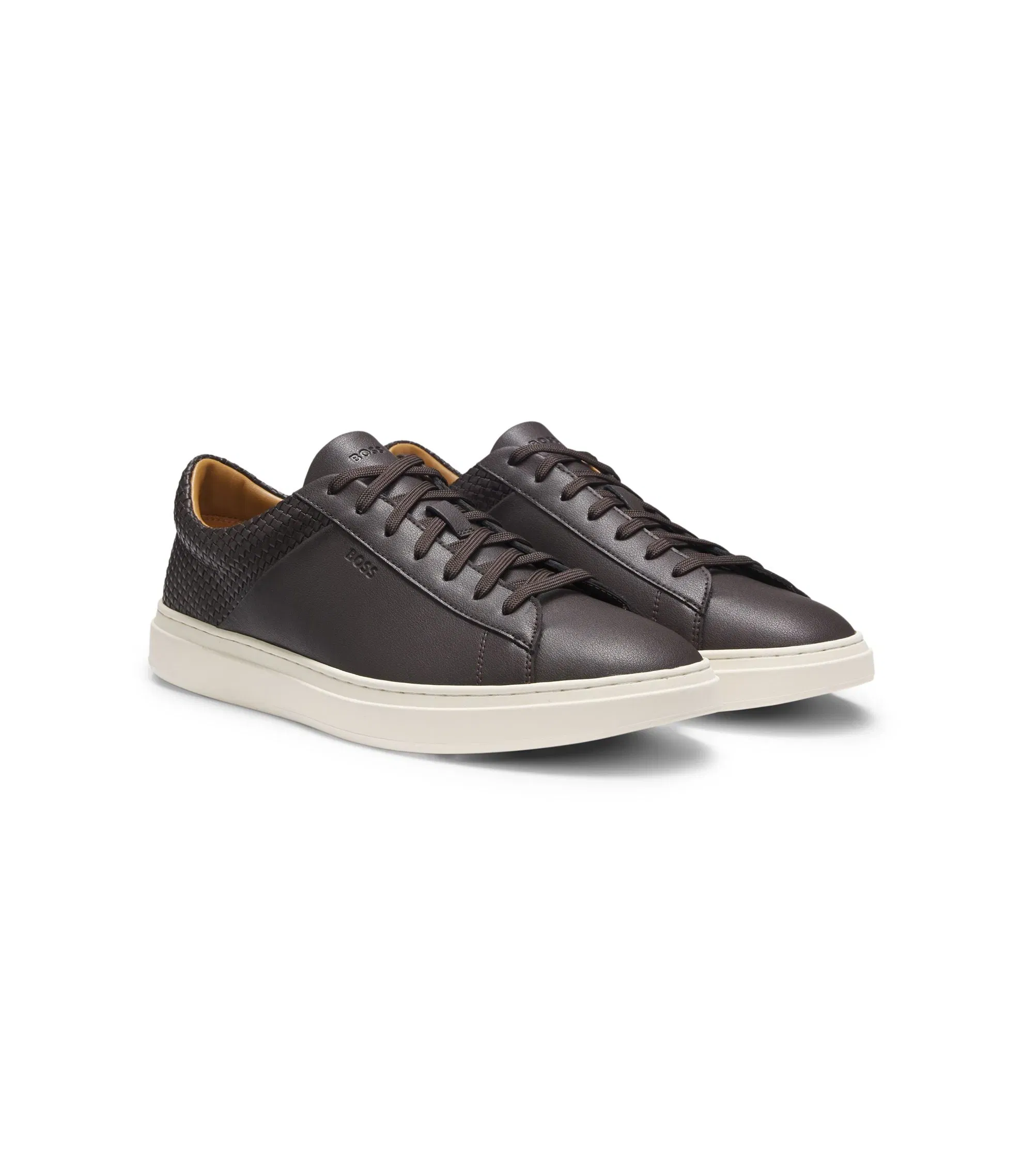 Boss Low Top Trainers With Woven And Grained Effects Dark Brown Dark Brown