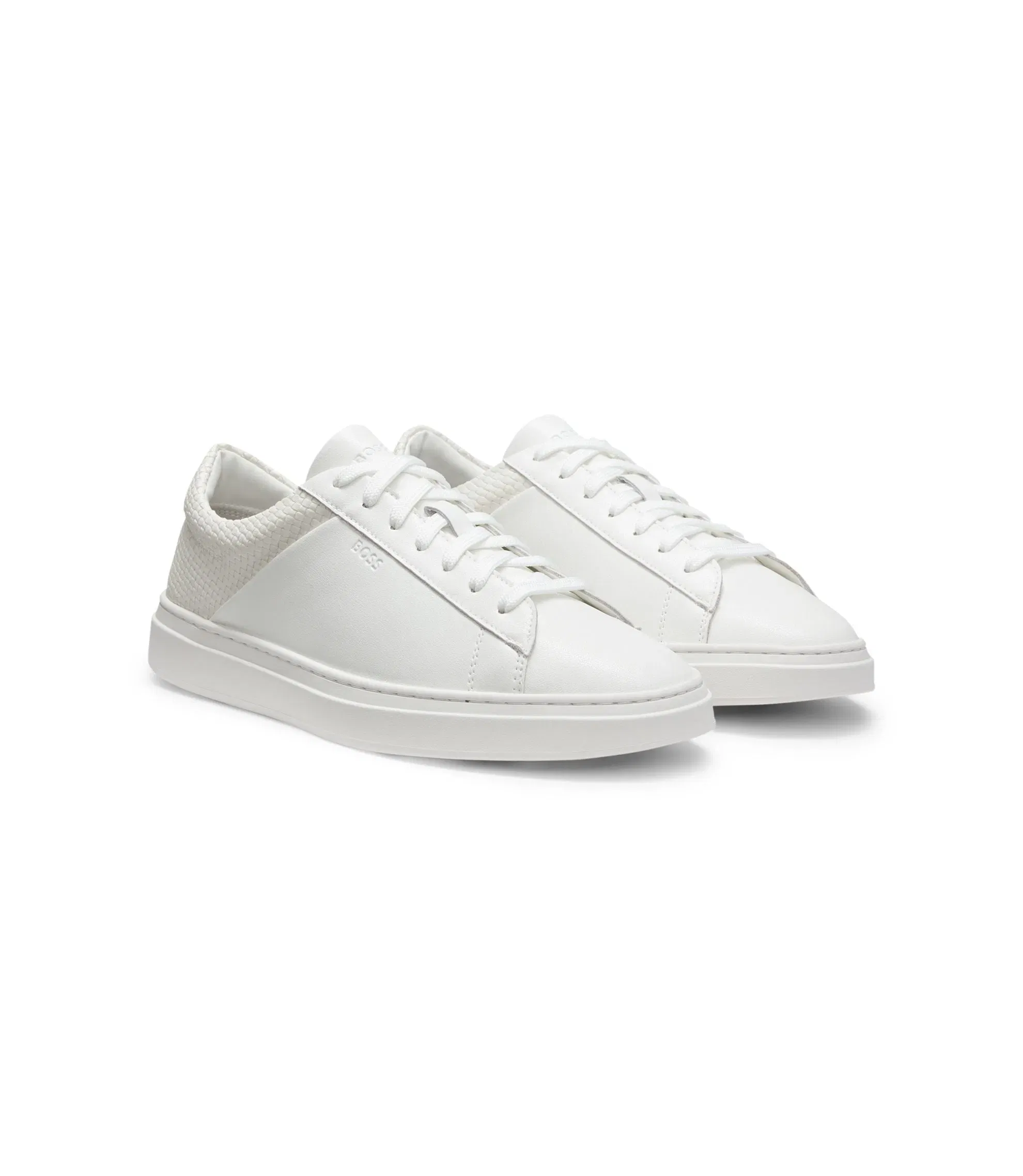 Boss Low Top Trainers With Woven And Grained Effects White White