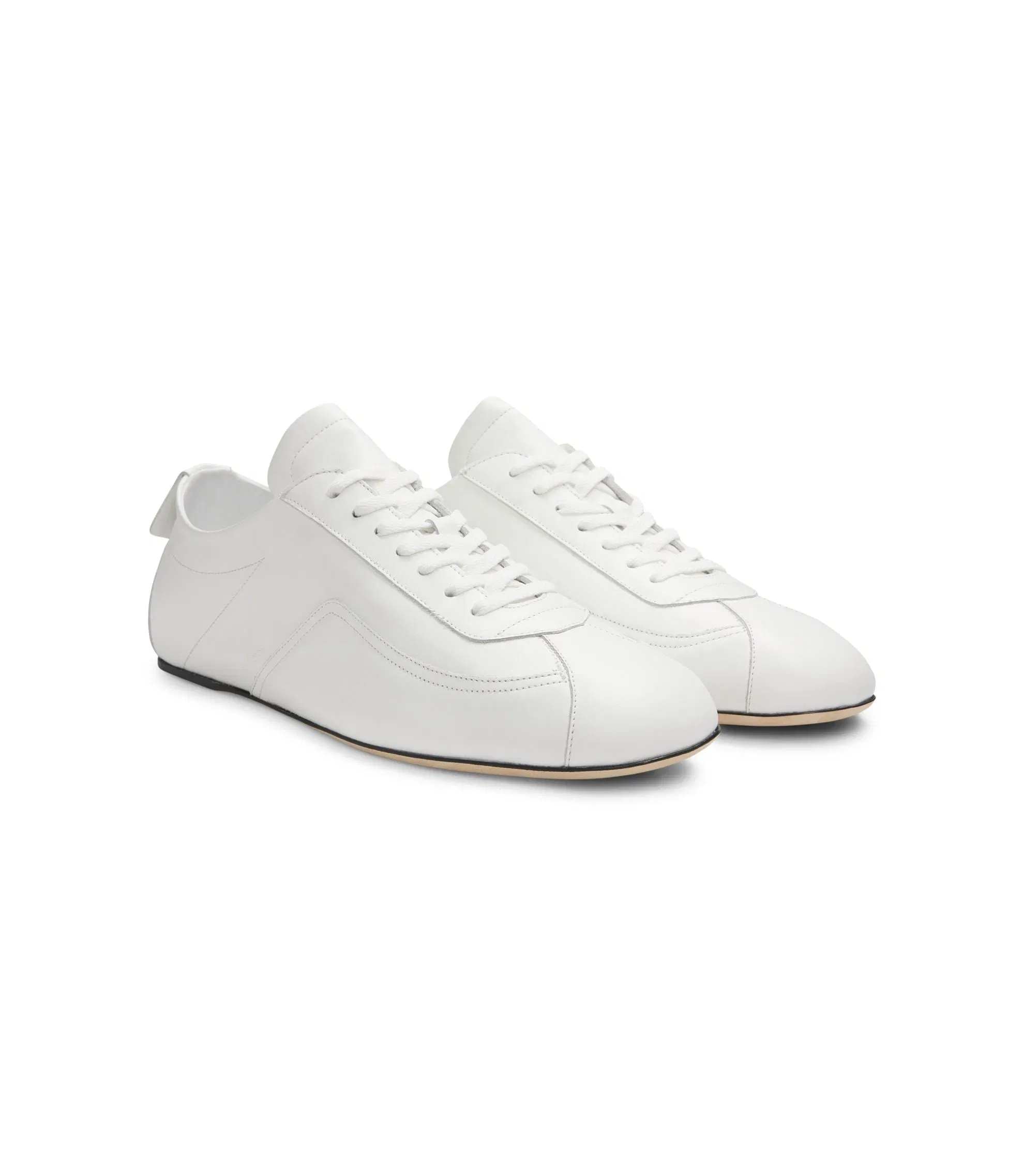 Boss Nappa Leather Trainers With Debossed Logo White White