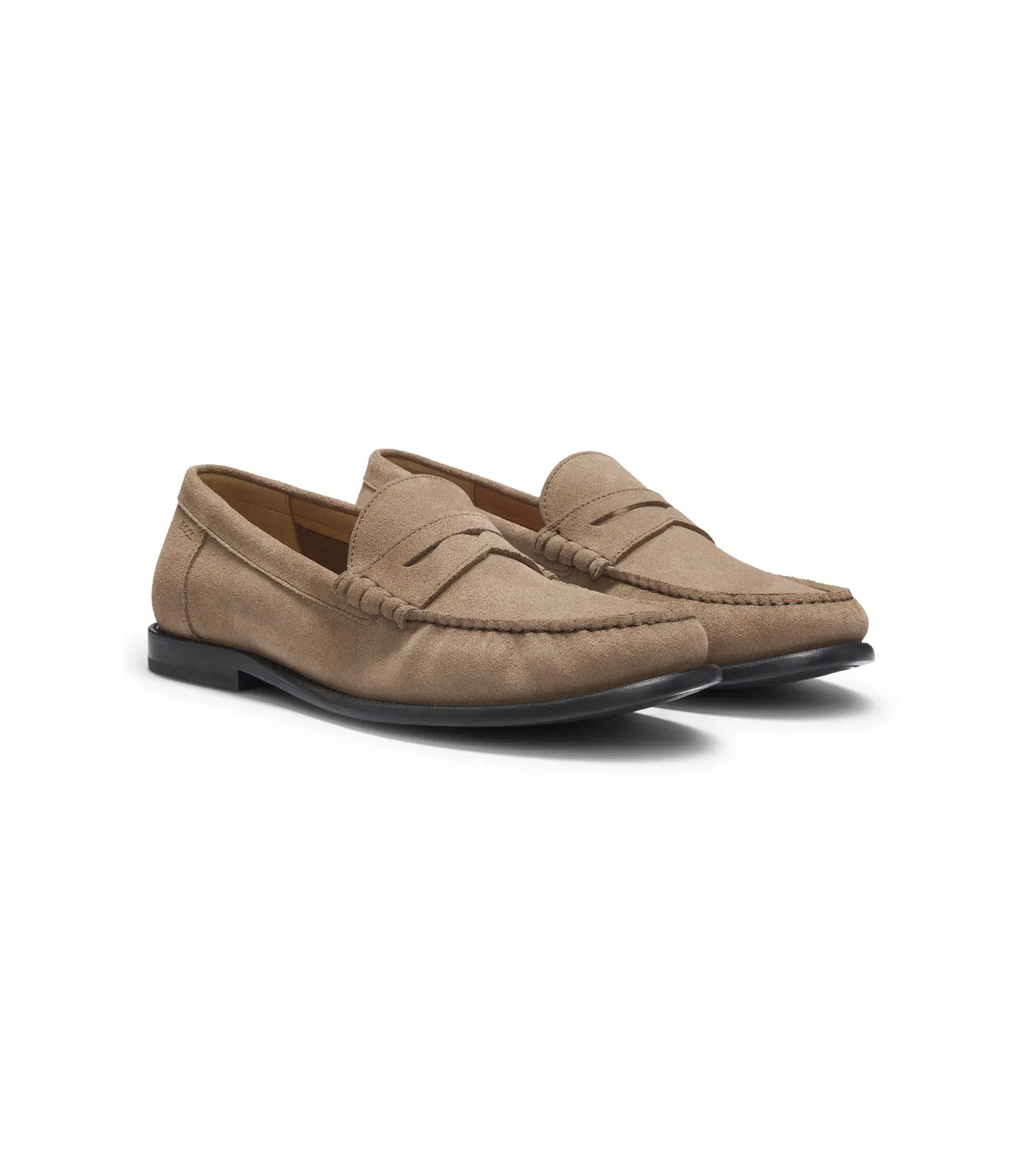 Boss Penny Trim Moccasins In Suede Beige Beige