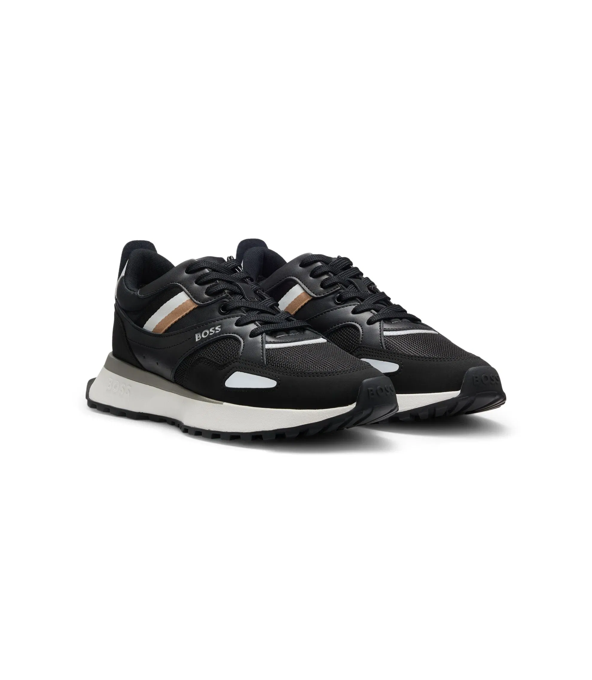 Boss Running Style Sneakers With Eva Rubber Outsole Black Black