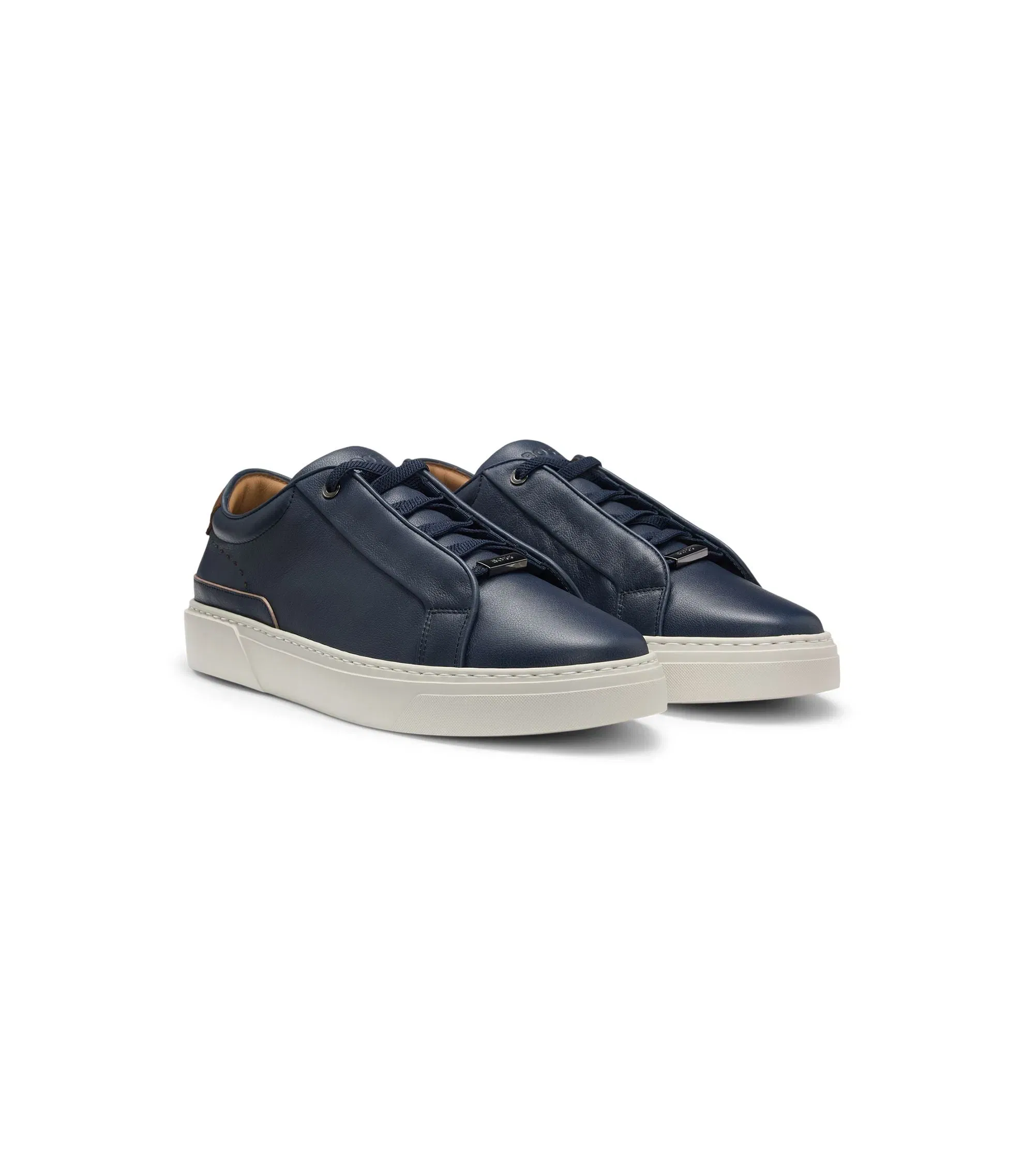 Boss Suede Backtab Trainers In Leather Dark Blue Dark Blue