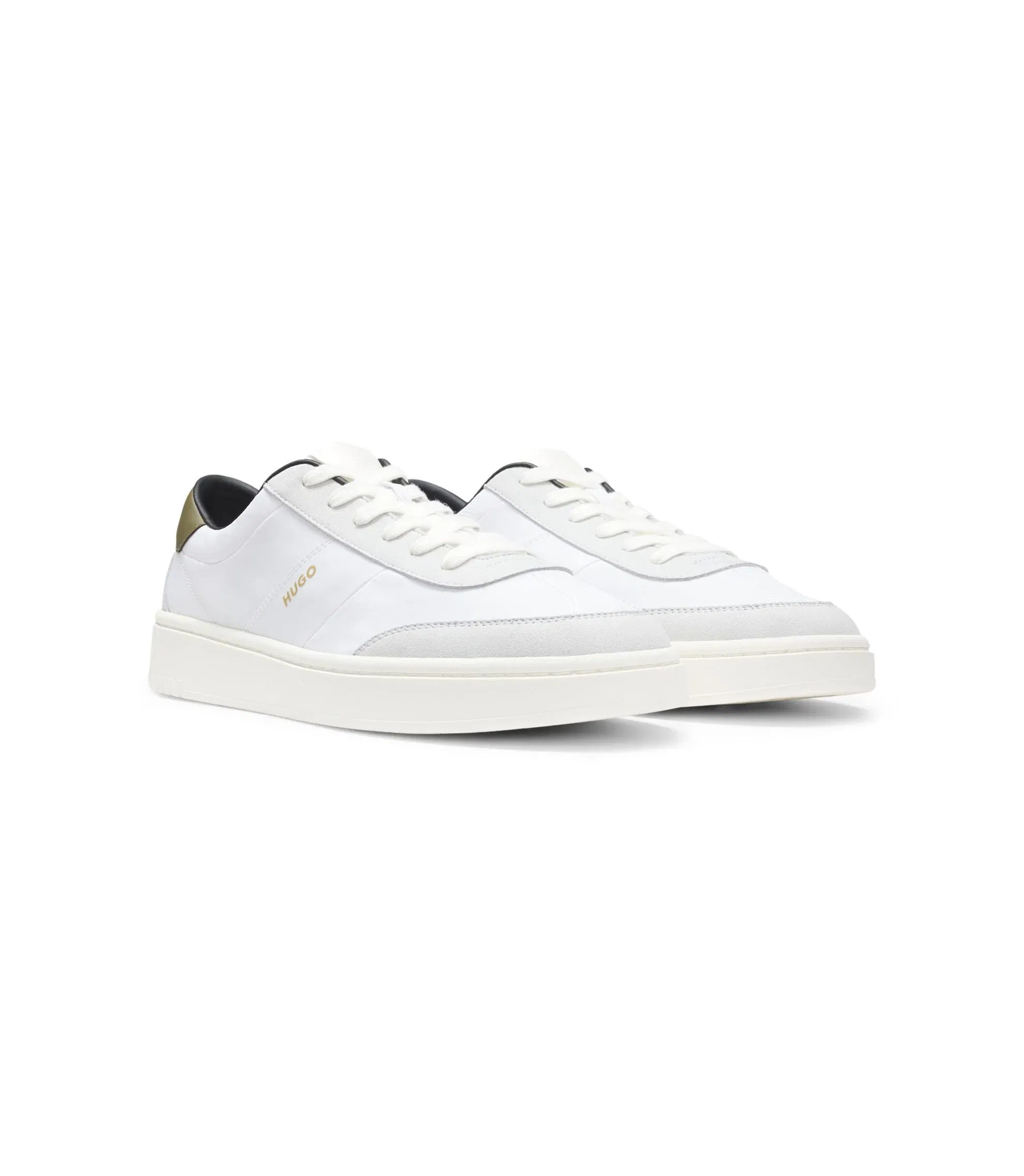 Hugo Cupsole Sneakers With Gold Printed Logo White White