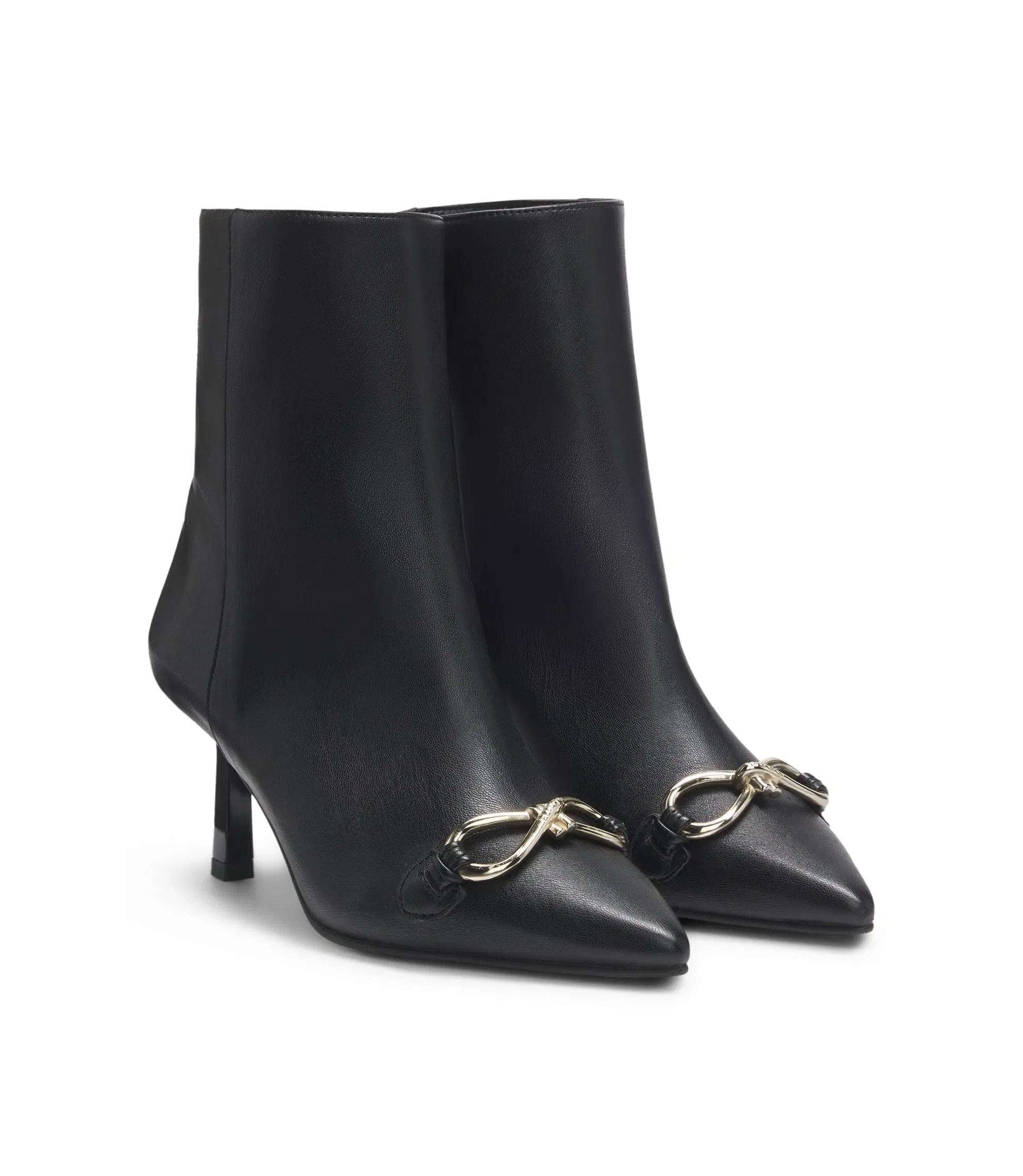 Hugo Hardware Trim Ankle Boots In Faux Leather Black Womens Black