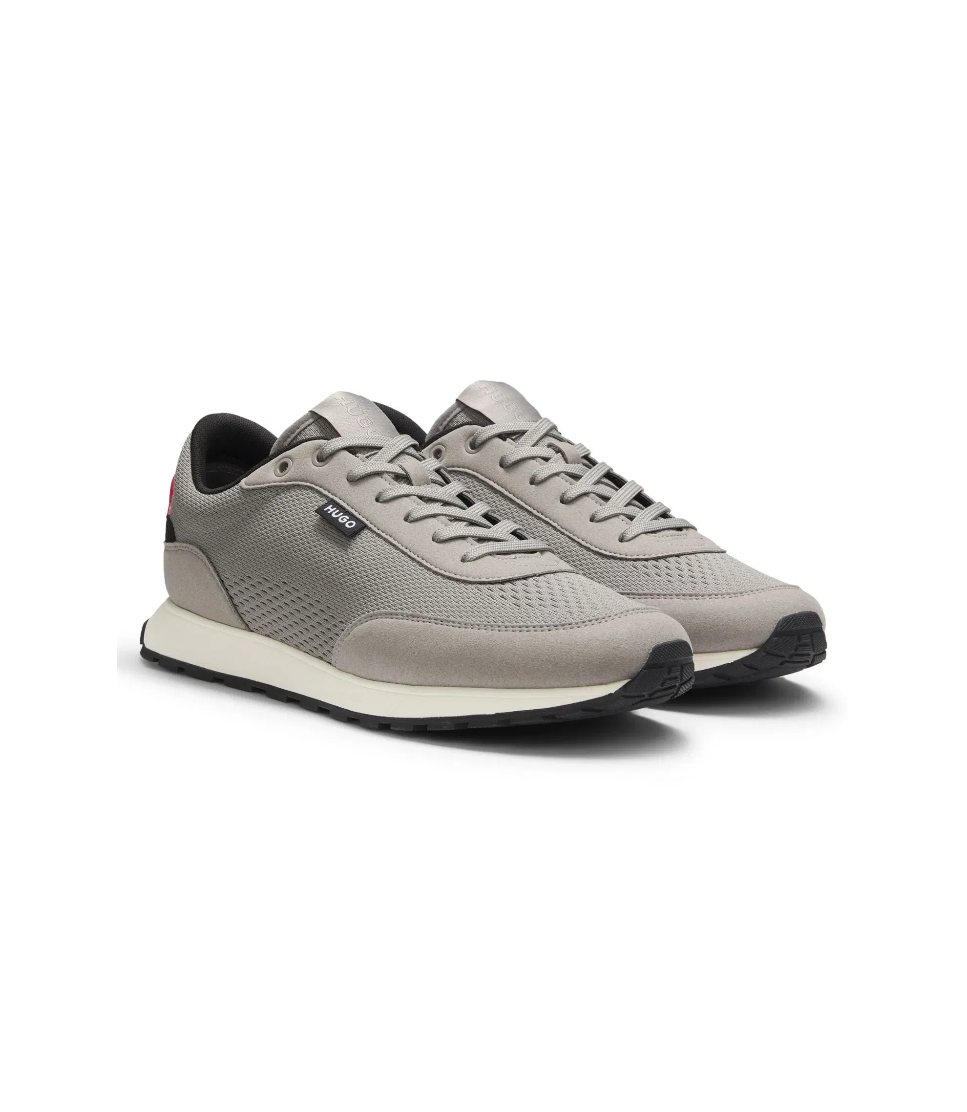 Hugo Knitted Upper Sneakers With Logo Flag Light Grey Light Grey