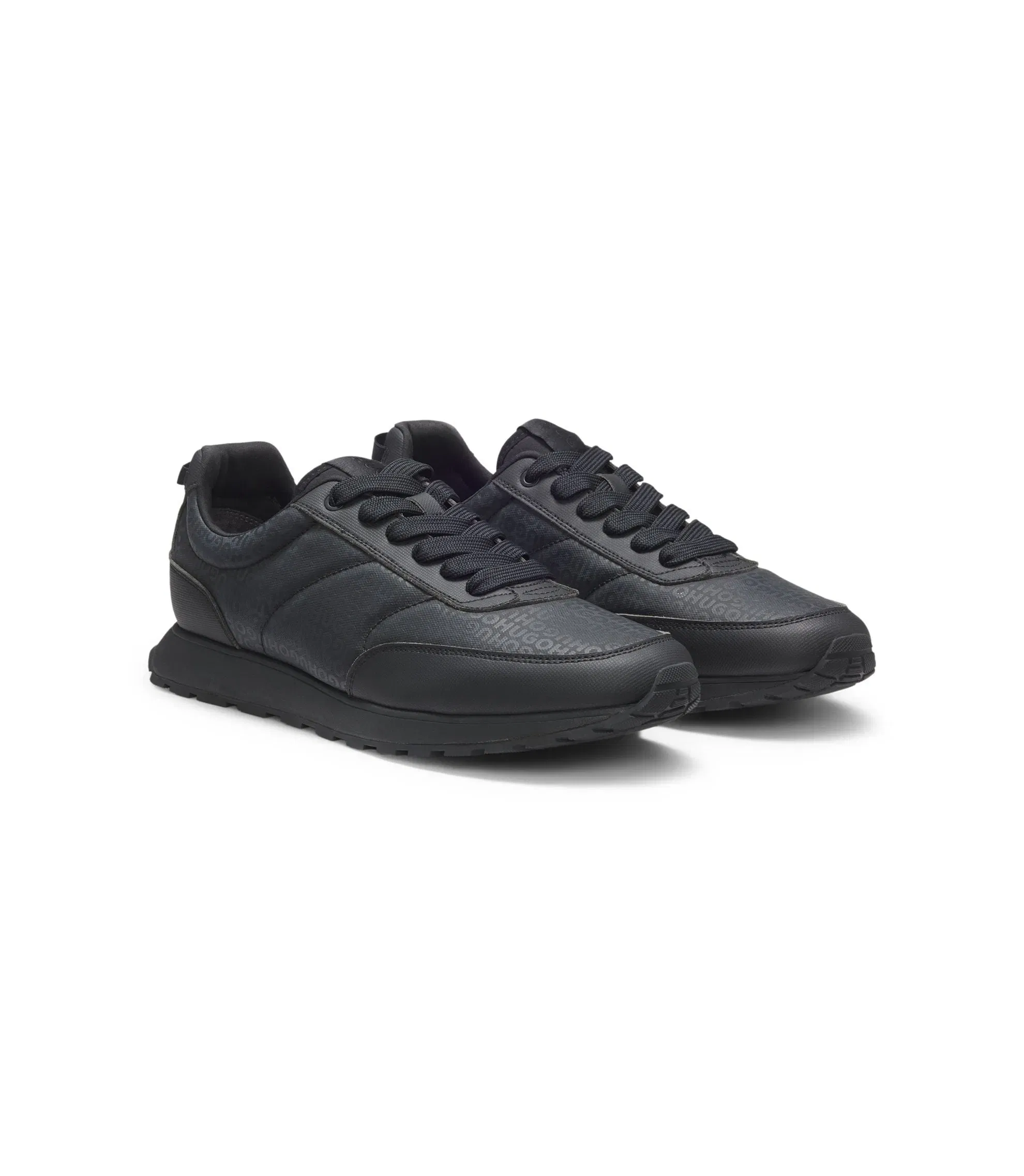 Hugo Low Top Trainers With Monogrammed Uppers Black Black
