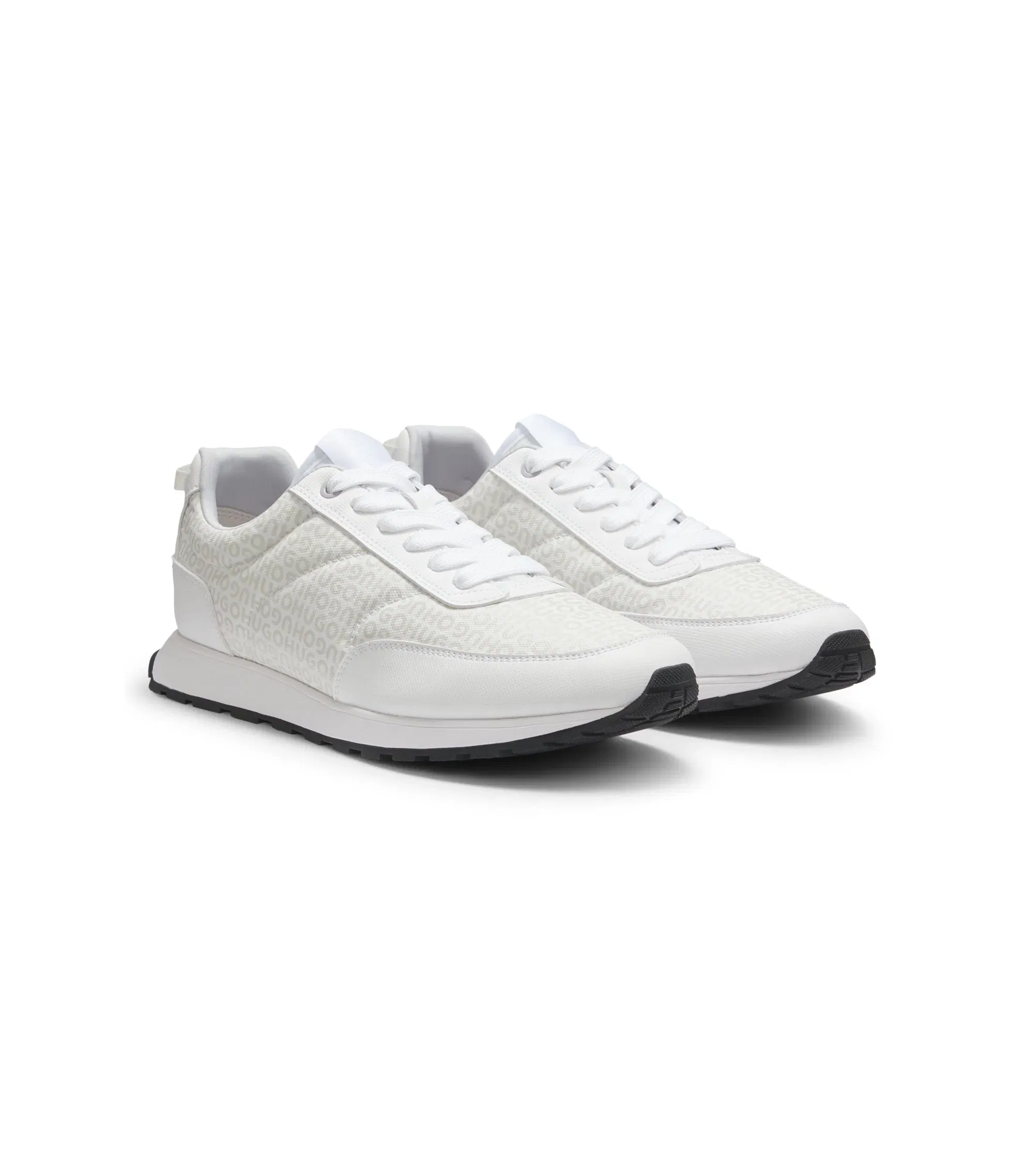 Hugo Low Top Trainers With Monogrammed Uppers White White