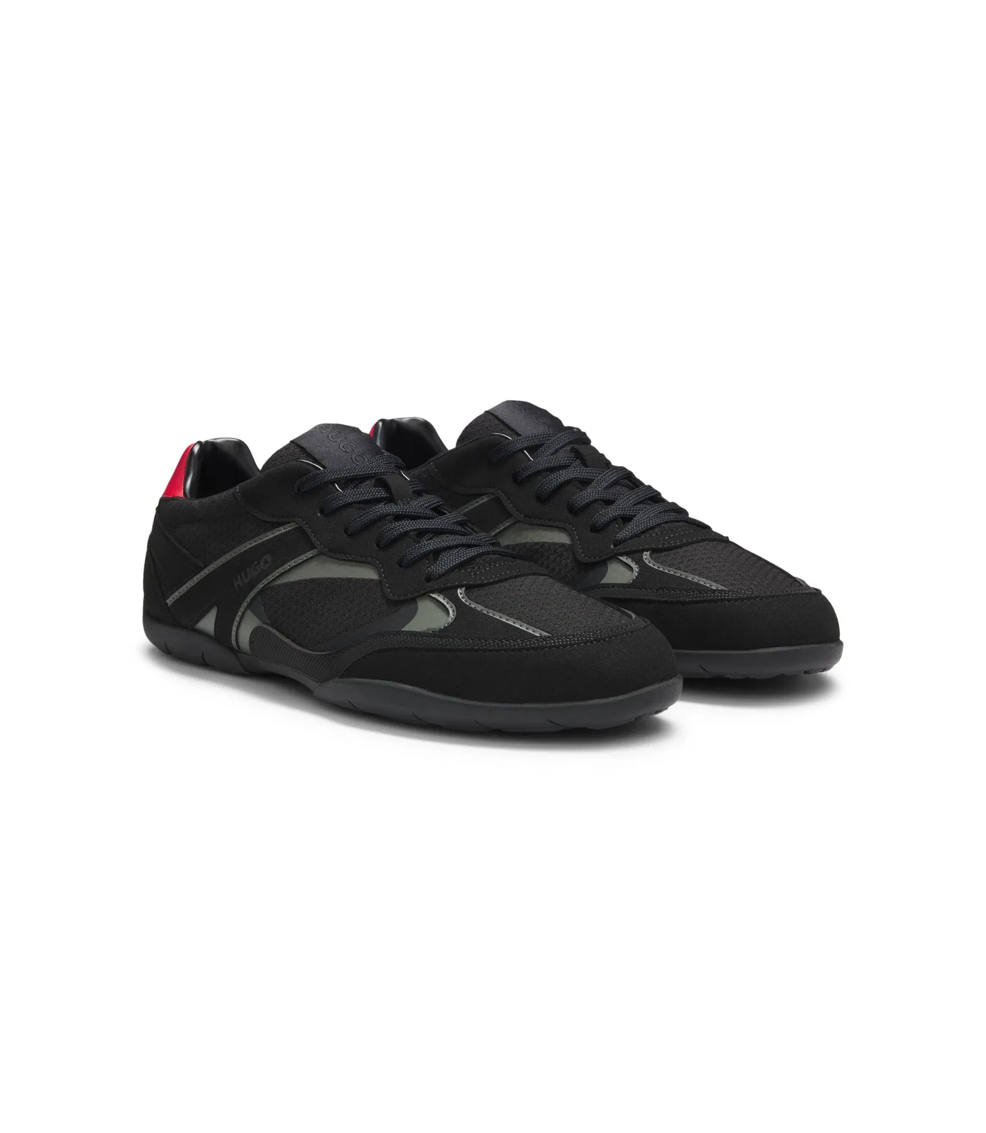 Hugo Trainers In Mesh And Faux Suede Black Black