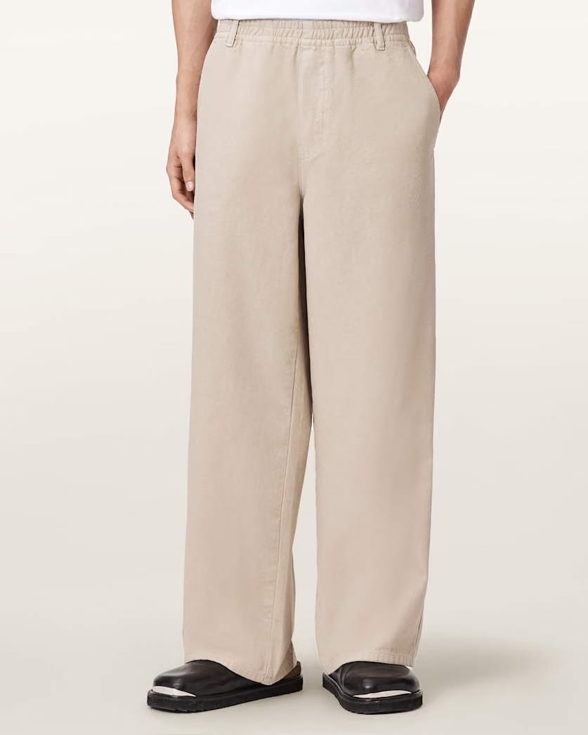 Allsaints Sabbath Wide Leg Canvas Pants Beige White