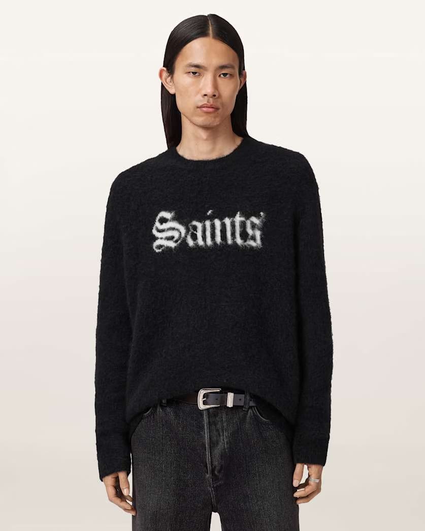 Allsaints Saints Wool Blend Sweater Black/Chalk White