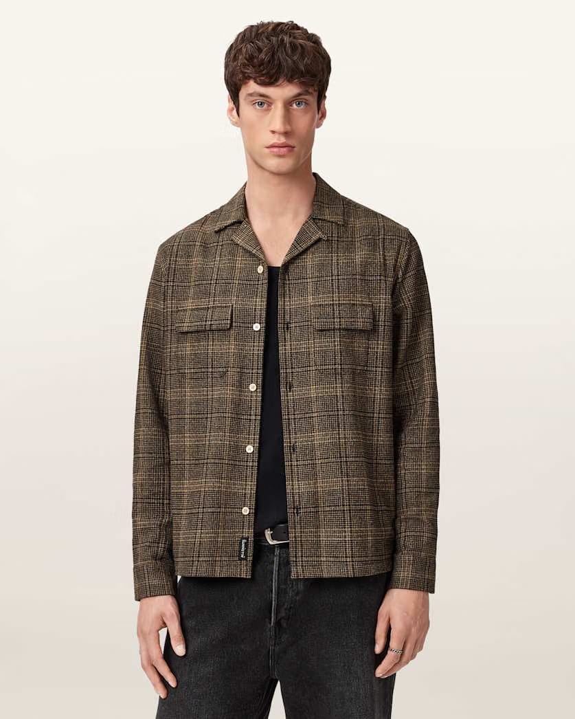 Allsaints Saru Relaxed Check Shirt Black/Brown