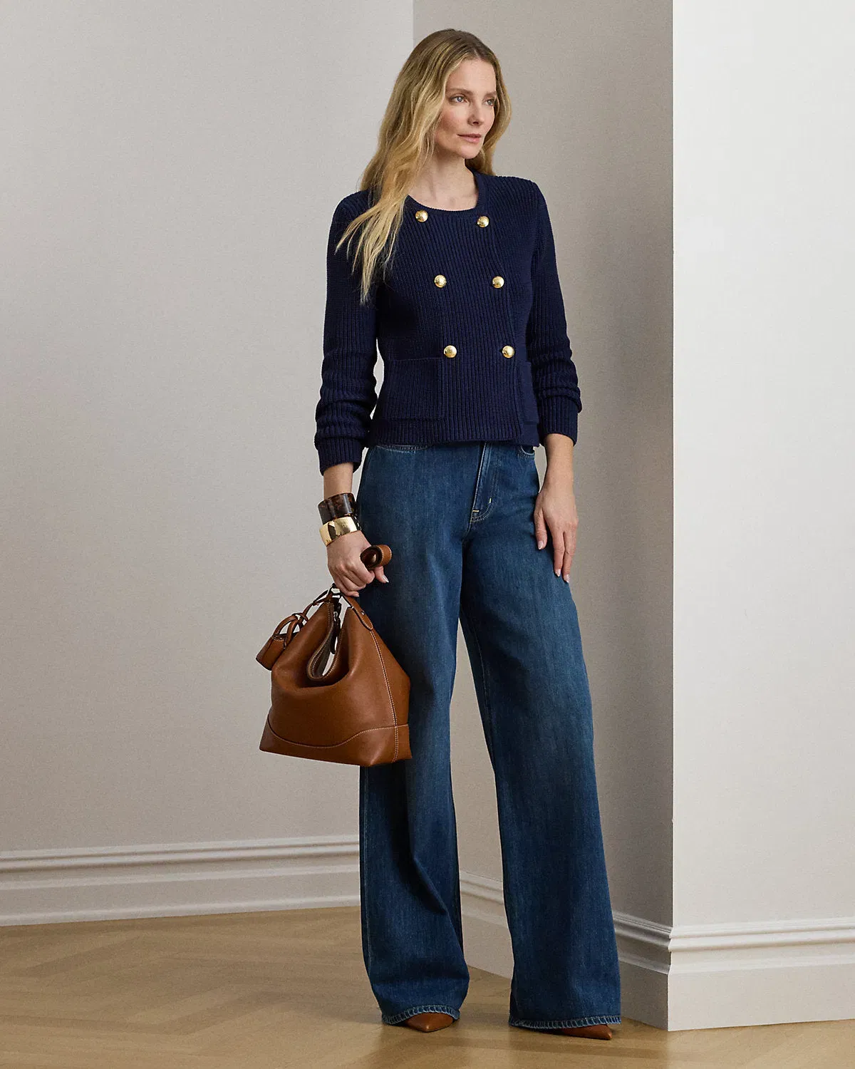 Ralph Lauren DoubleBreasted Cotton Sweater Jacket