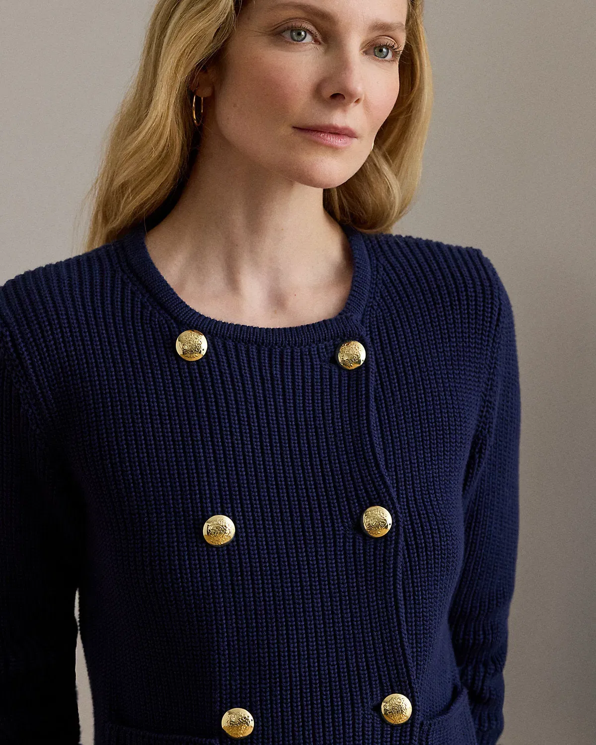 Ralph Lauren DoubleBreasted Cotton Sweater Jacket