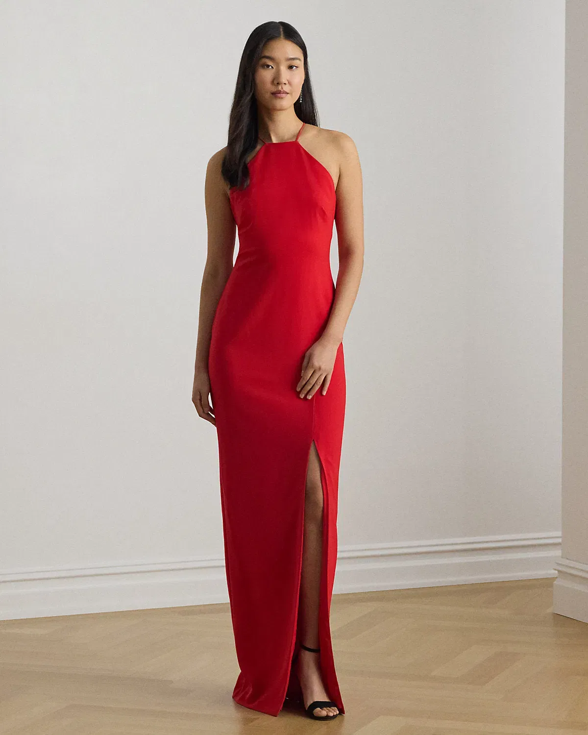 Ralph Lauren DoubleFaced Crepe Halter Gown