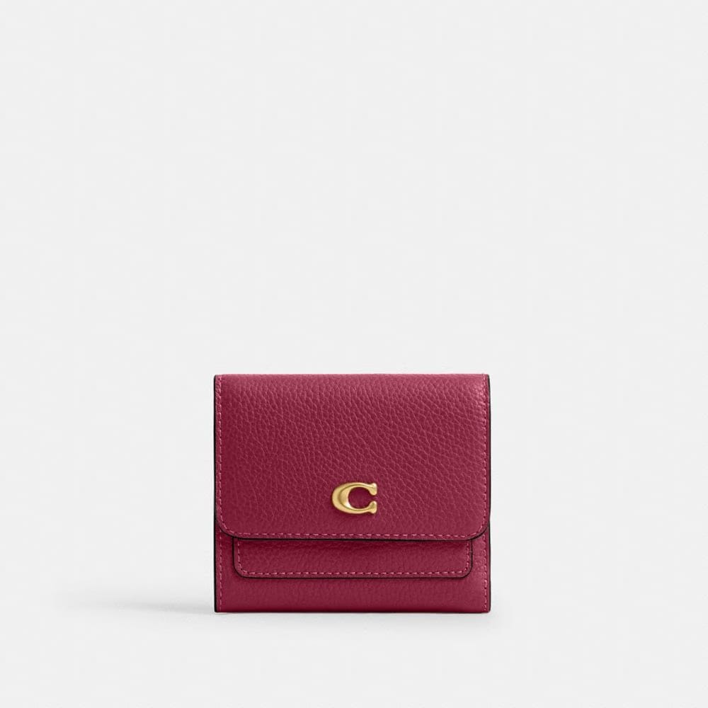 Coach Mila Small Flap Wallet Brass Dark Fuchsia