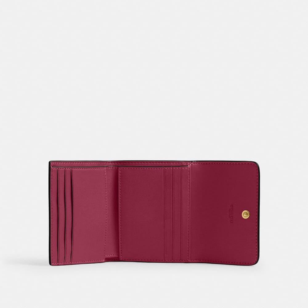 Coach Mila Small Flap Wallet Brass Dark Fuchsia